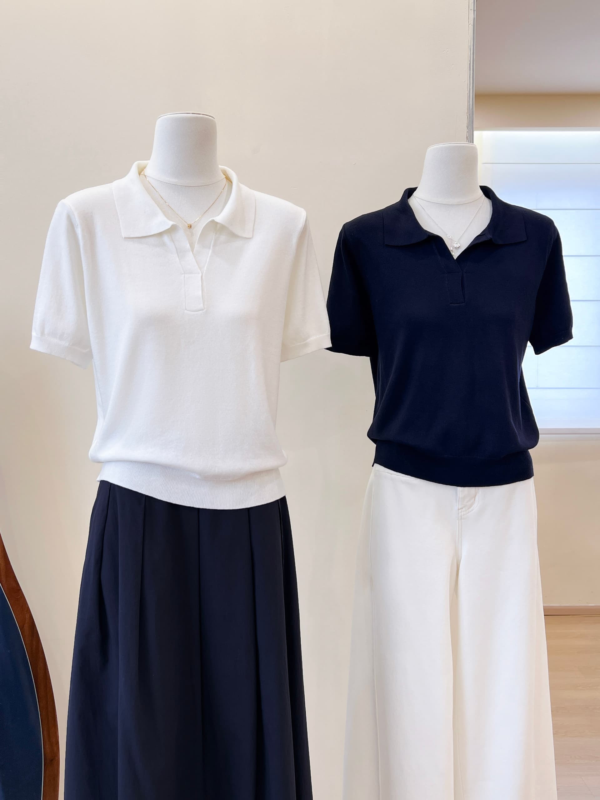 실사 오래된 돈 바람 POLO 칼라 익스트림 제인 상쾌 품격 니트 스웨터 여성 봄 여름 상세 이미지 6