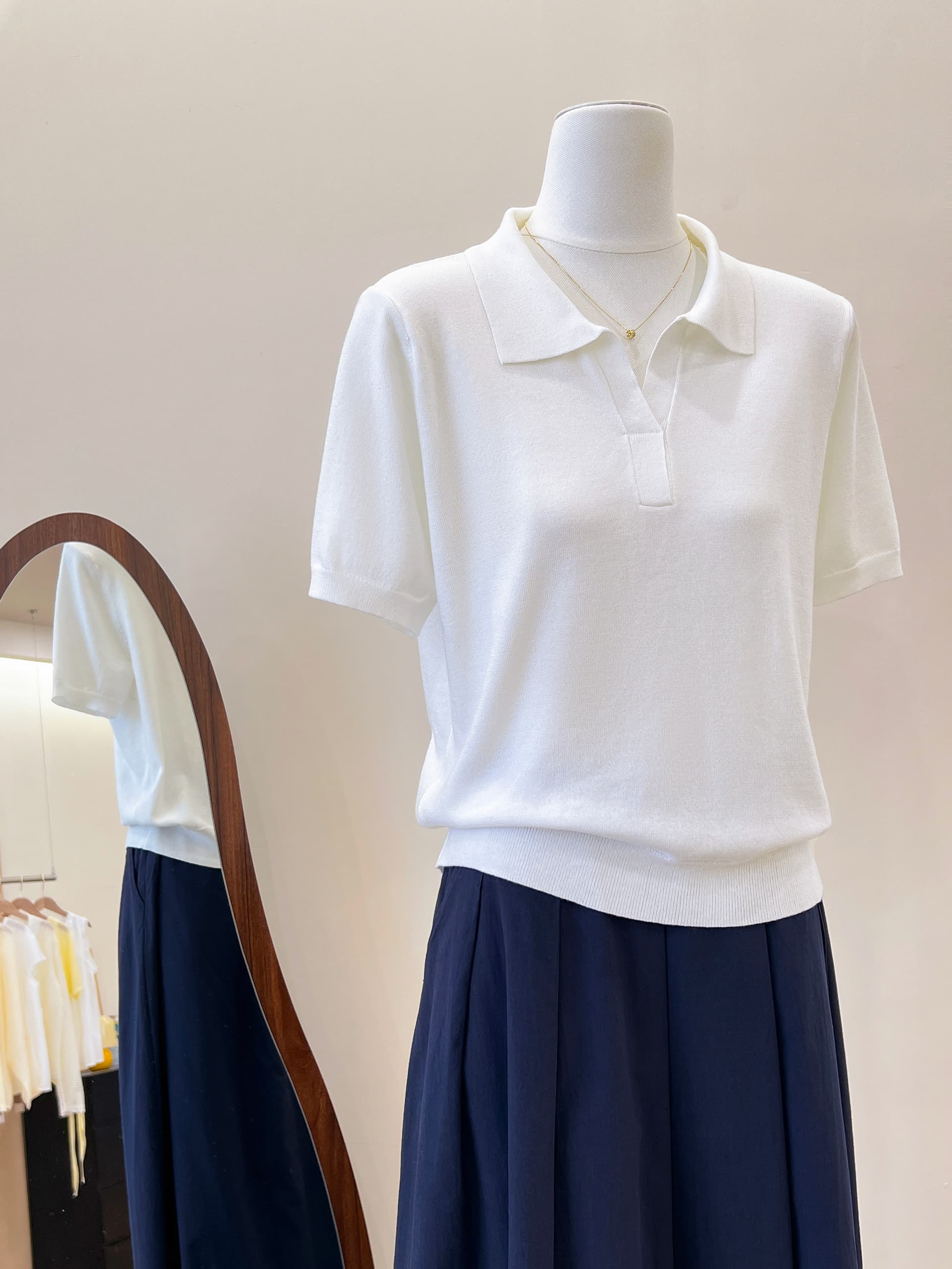 실사 오래된 돈 바람 POLO 칼라 익스트림 제인 상쾌 품격 니트 스웨터 여성 봄 여름 상세 이미지 7