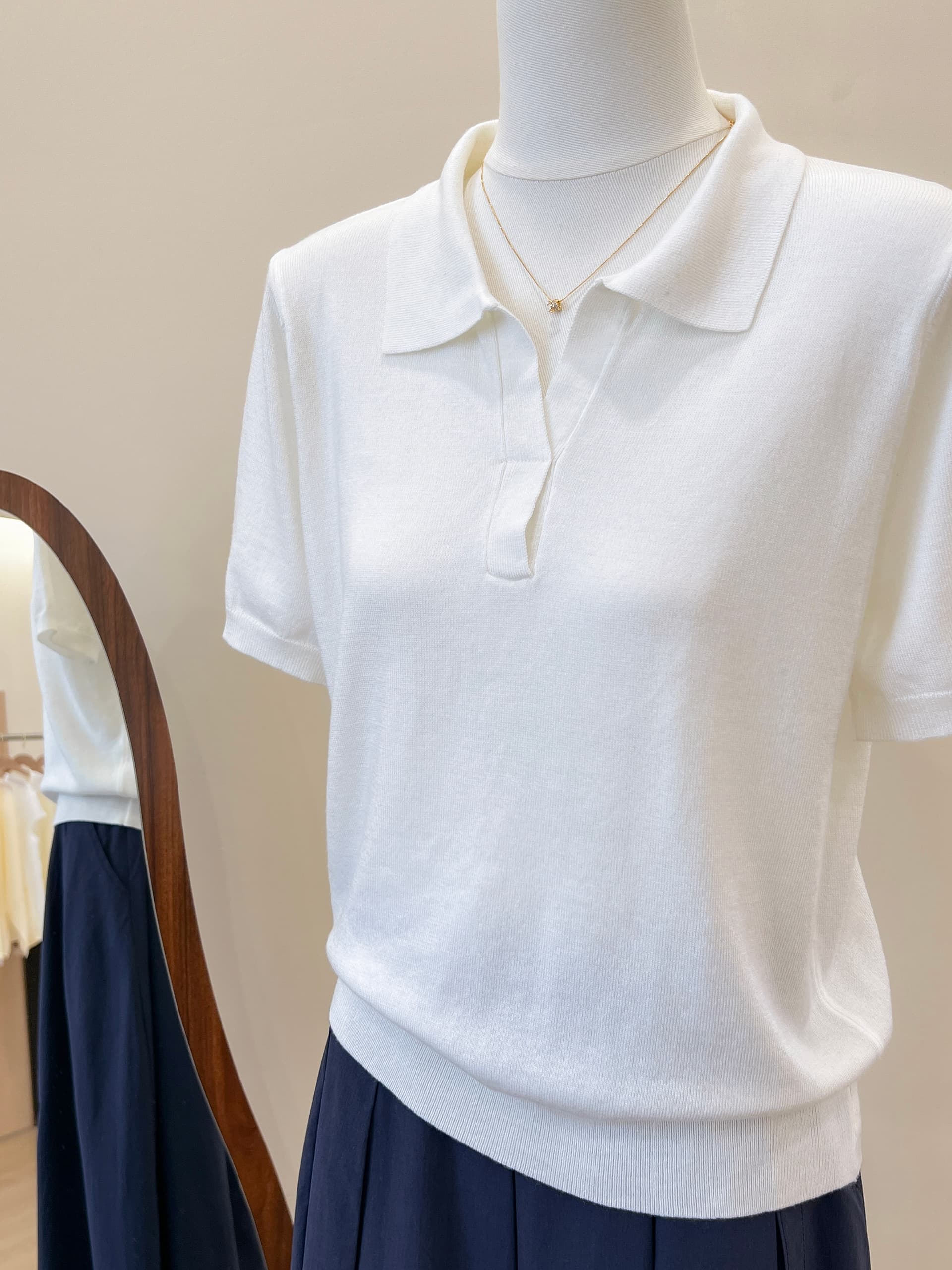 실사 오래된 돈 바람 POLO 칼라 익스트림 제인 상쾌 품격 니트 스웨터 여성 봄 여름 상세 이미지 9