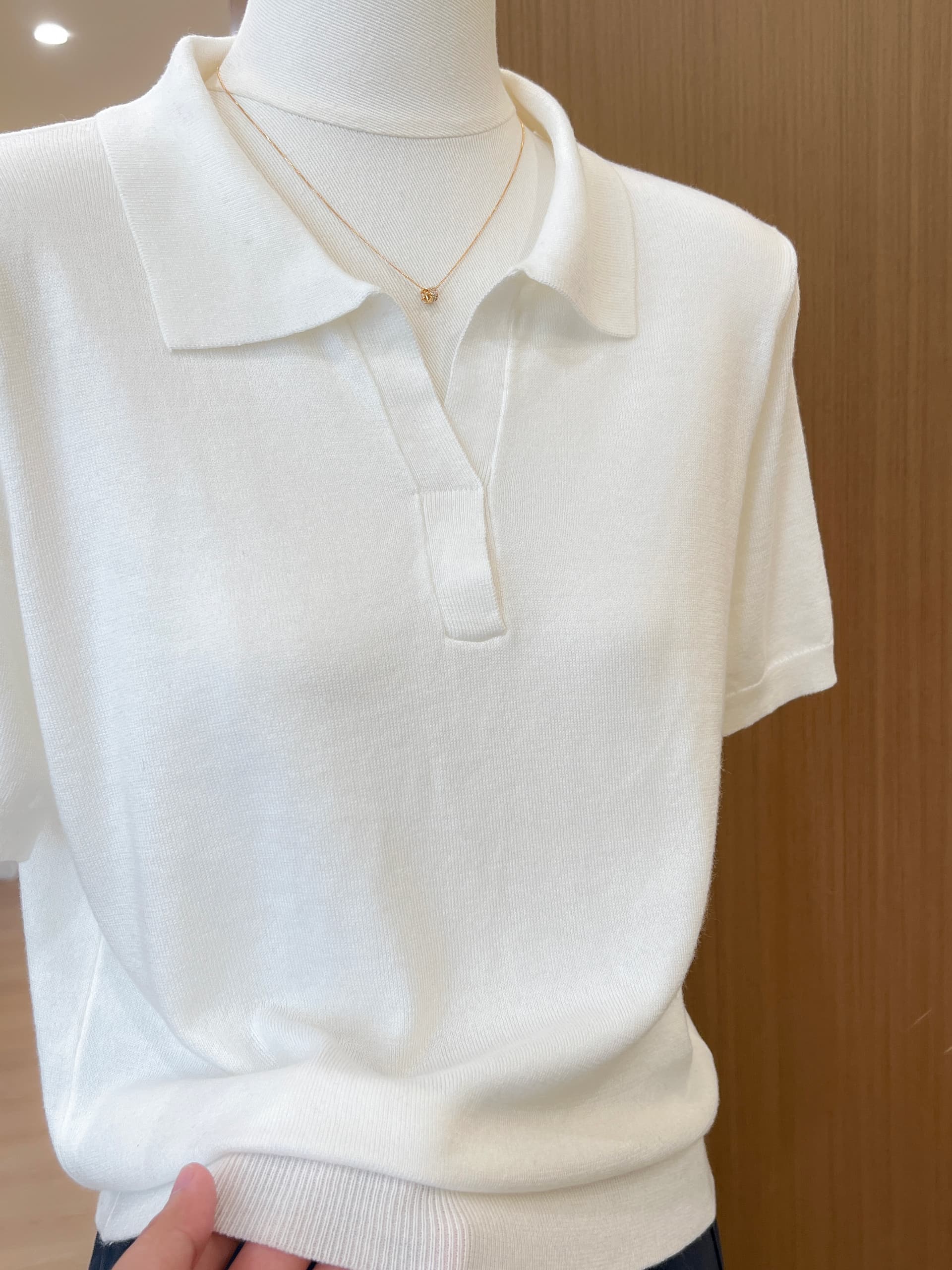 실사 오래된 돈 바람 POLO 칼라 익스트림 제인 상쾌 품격 니트 스웨터 여성 봄 여름 상세 이미지 12
