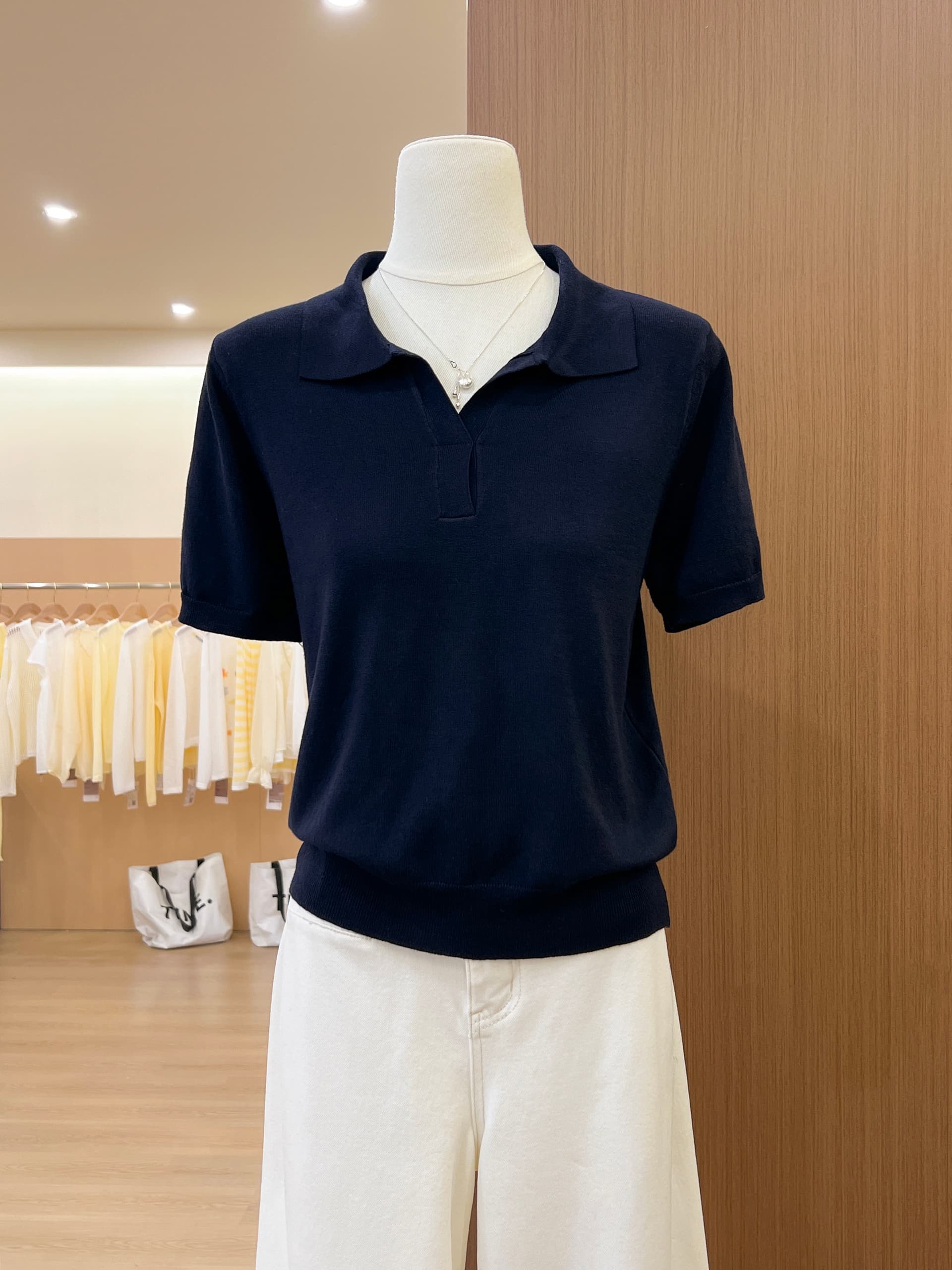 실사 오래된 돈 바람 POLO 칼라 익스트림 제인 상쾌 품격 니트 스웨터 여성 봄 여름 상세 이미지 15