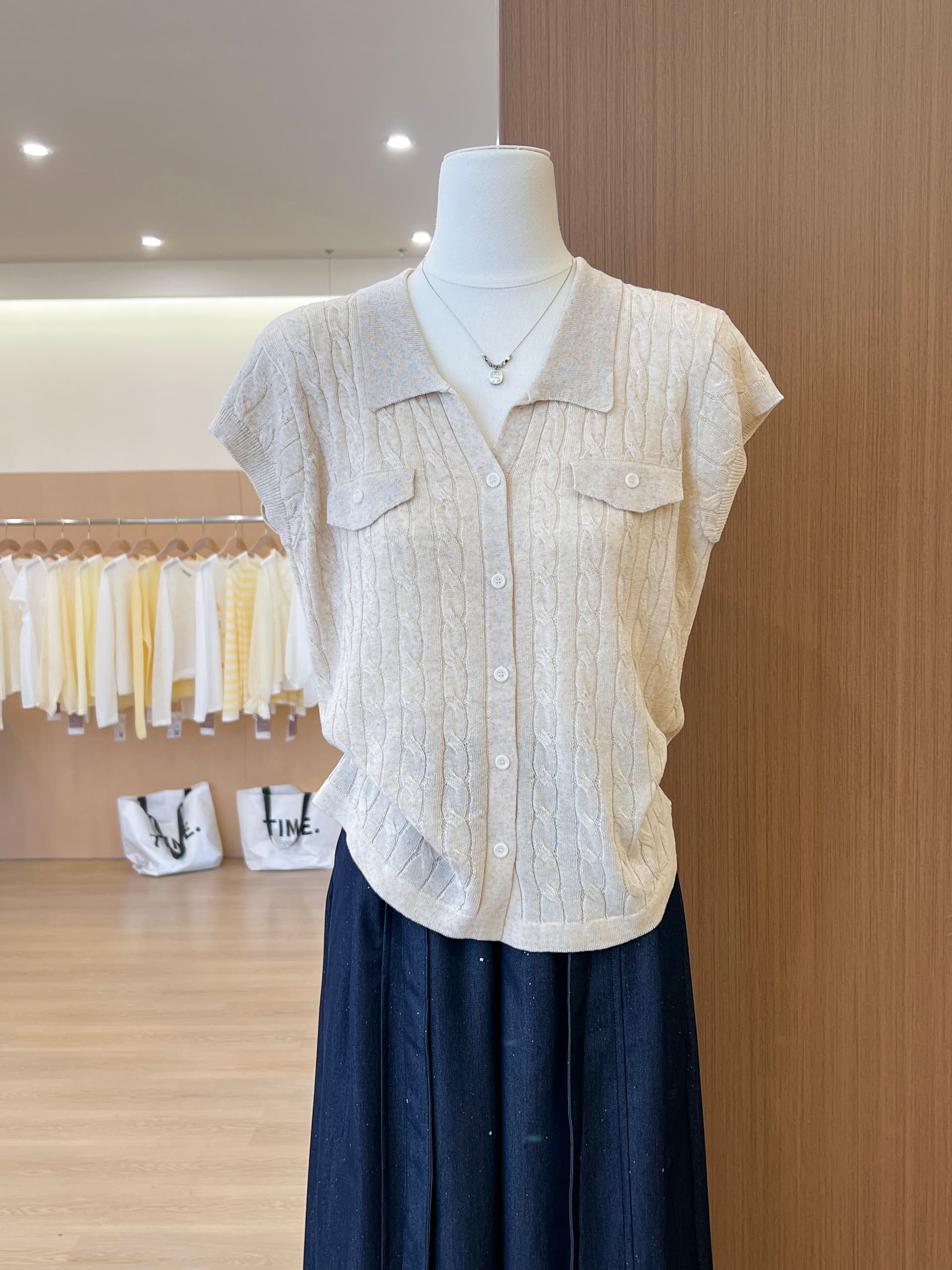 실사 작은 대중 POLO 칼라 반팔 니트 오픈 가디건 여성 여름 얇은 스타일 다용도 슬림해 보이는 품격 맨위 트렌디 상세 이미지 6