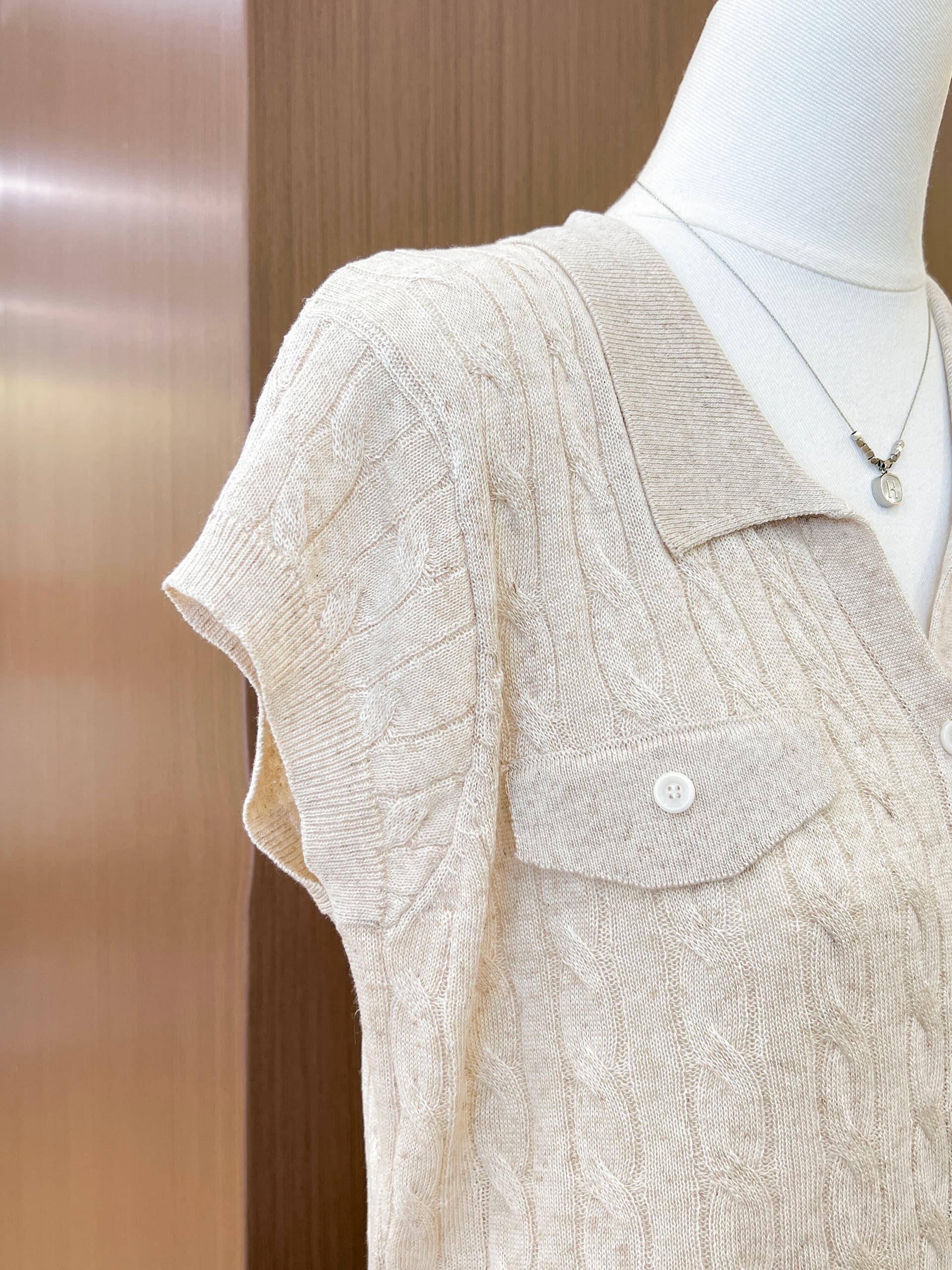 실사 작은 대중 POLO 칼라 반팔 니트 오픈 가디건 여성 여름 얇은 스타일 다용도 슬림해 보이는 품격 맨위 트렌디 상세 이미지 7