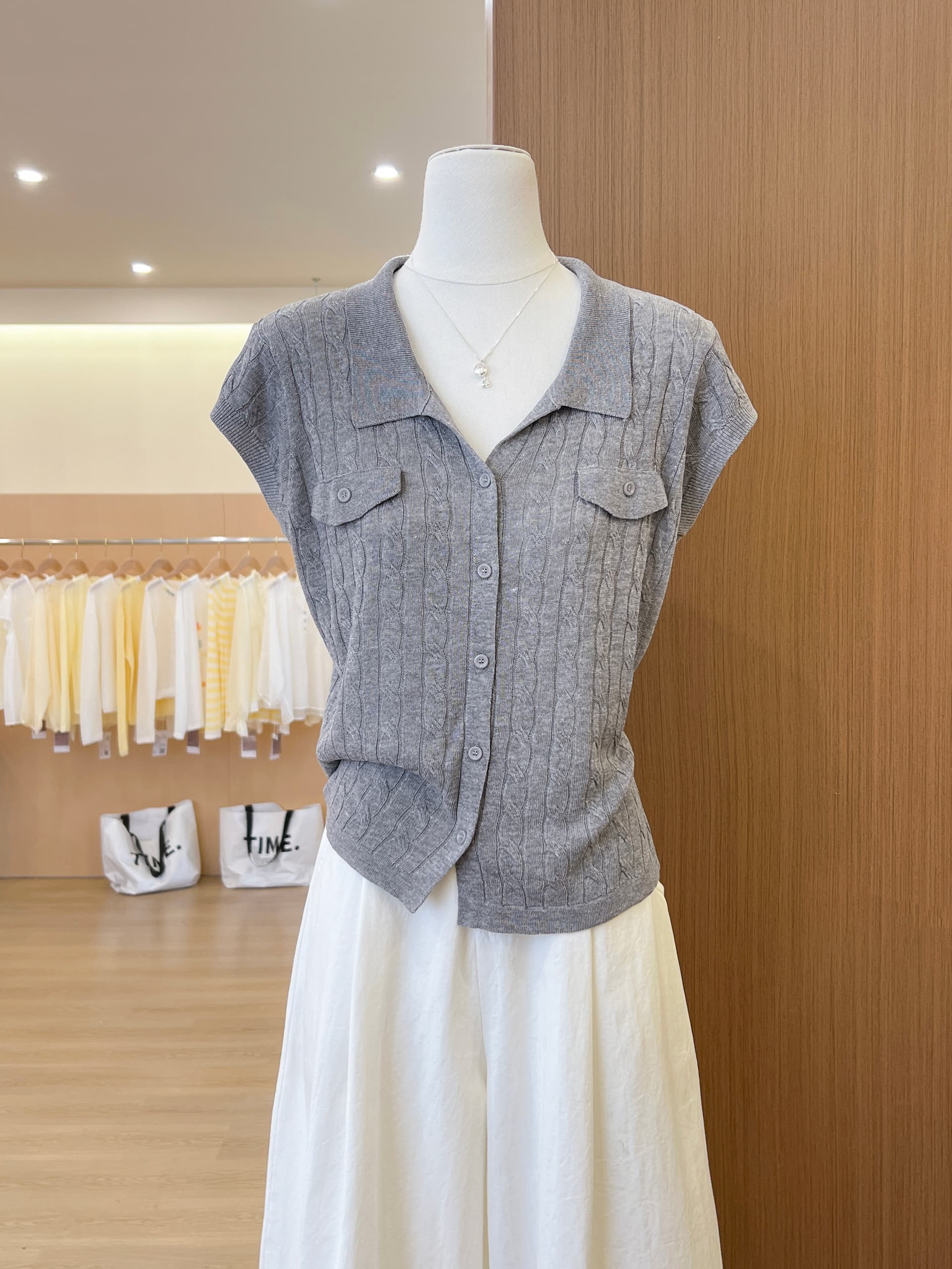 실사 작은 대중 POLO 칼라 반팔 니트 오픈 가디건 여성 여름 얇은 스타일 다용도 슬림해 보이는 품격 맨위 트렌디 상세 이미지 13