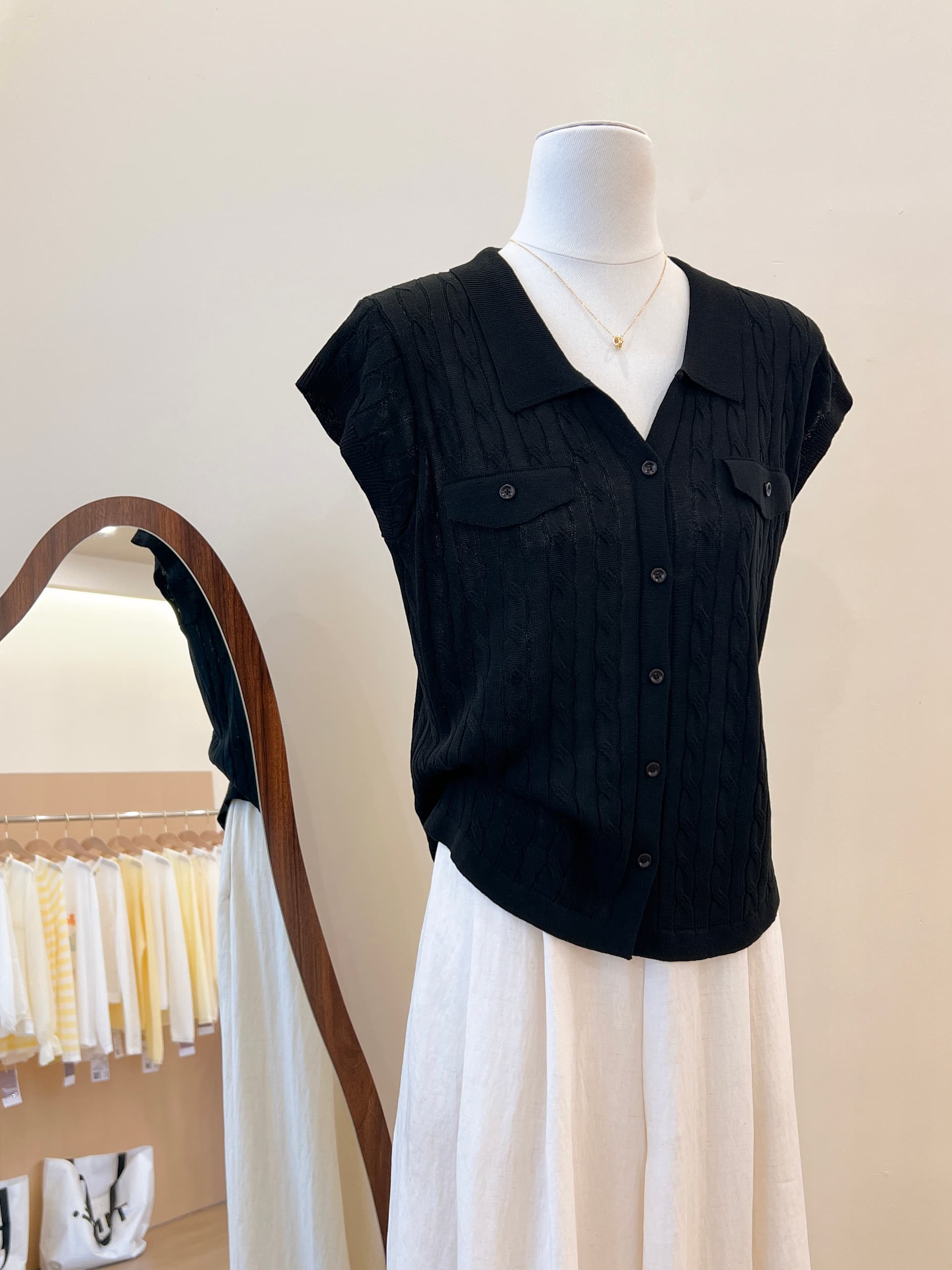 실사 작은 대중 POLO 칼라 반팔 니트 오픈 가디건 여성 여름 얇은 스타일 다용도 슬림해 보이는 품격 맨위 트렌디 상세 이미지 14