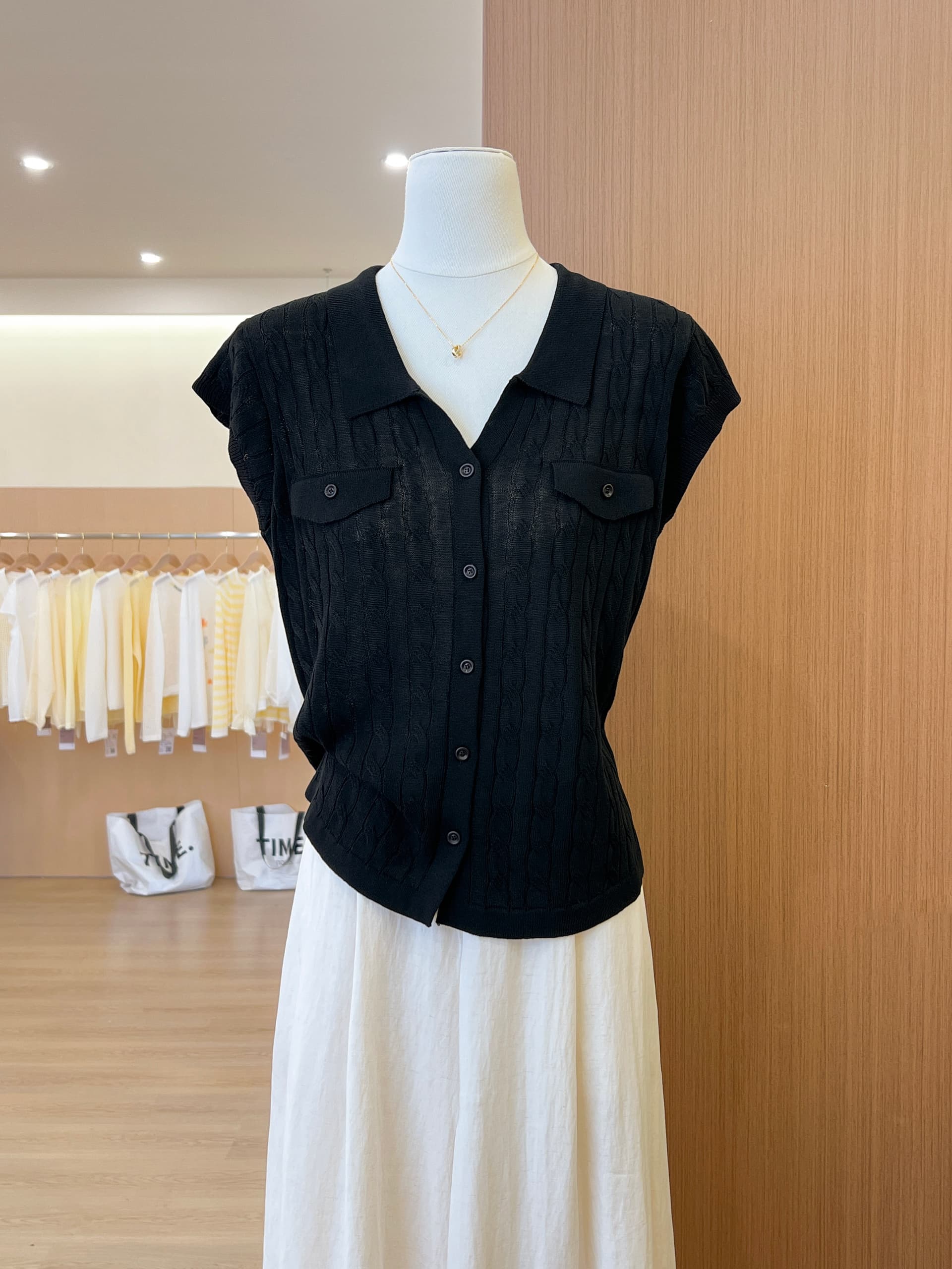 실사 작은 대중 POLO 칼라 반팔 니트 오픈 가디건 여성 여름 얇은 스타일 다용도 슬림해 보이는 품격 맨위 트렌디 상세 이미지 15