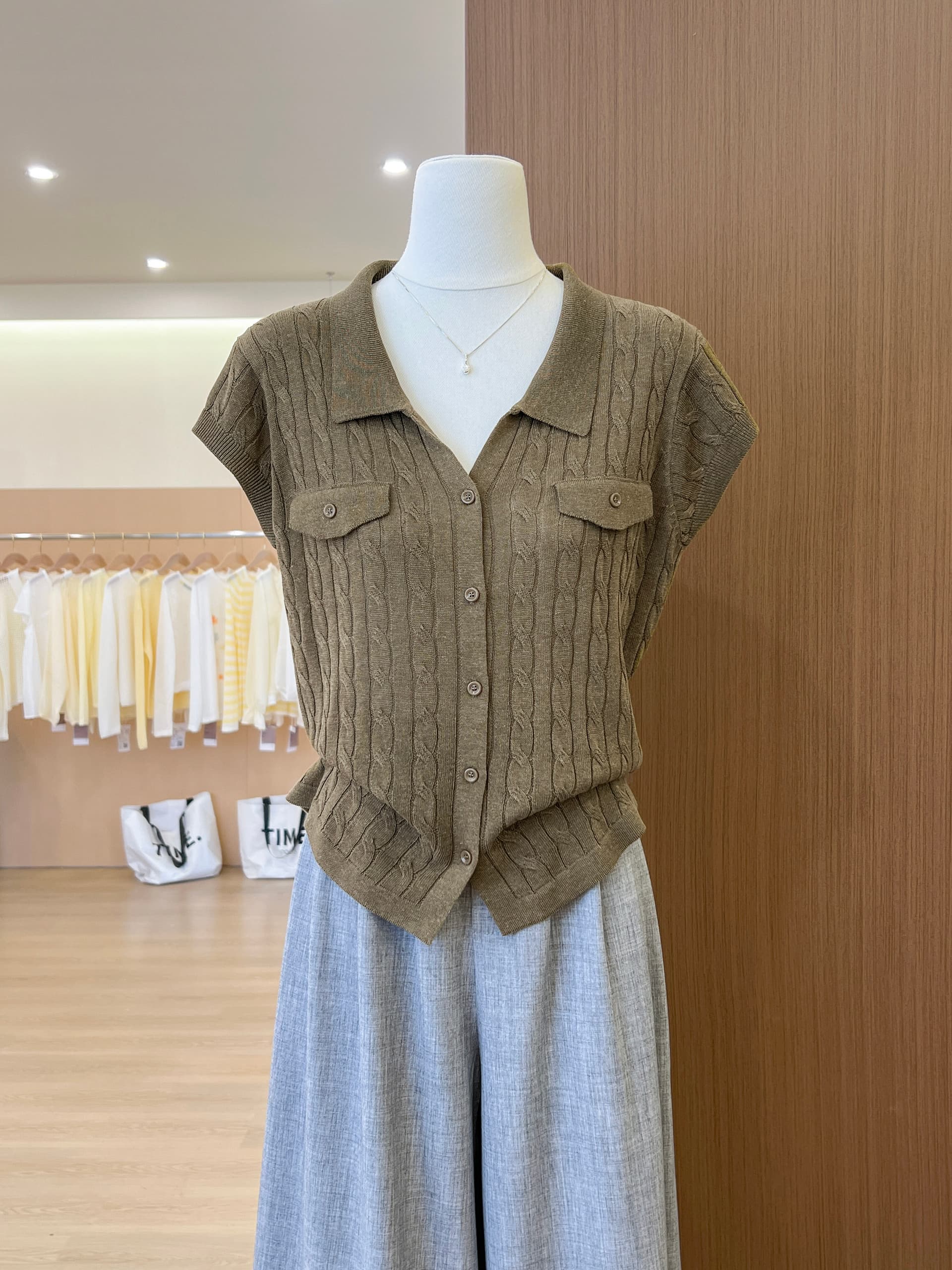 실사 작은 대중 POLO 칼라 반팔 니트 오픈 가디건 여성 여름 얇은 스타일 다용도 슬림해 보이는 품격 맨위 트렌디 상세 이미지 17