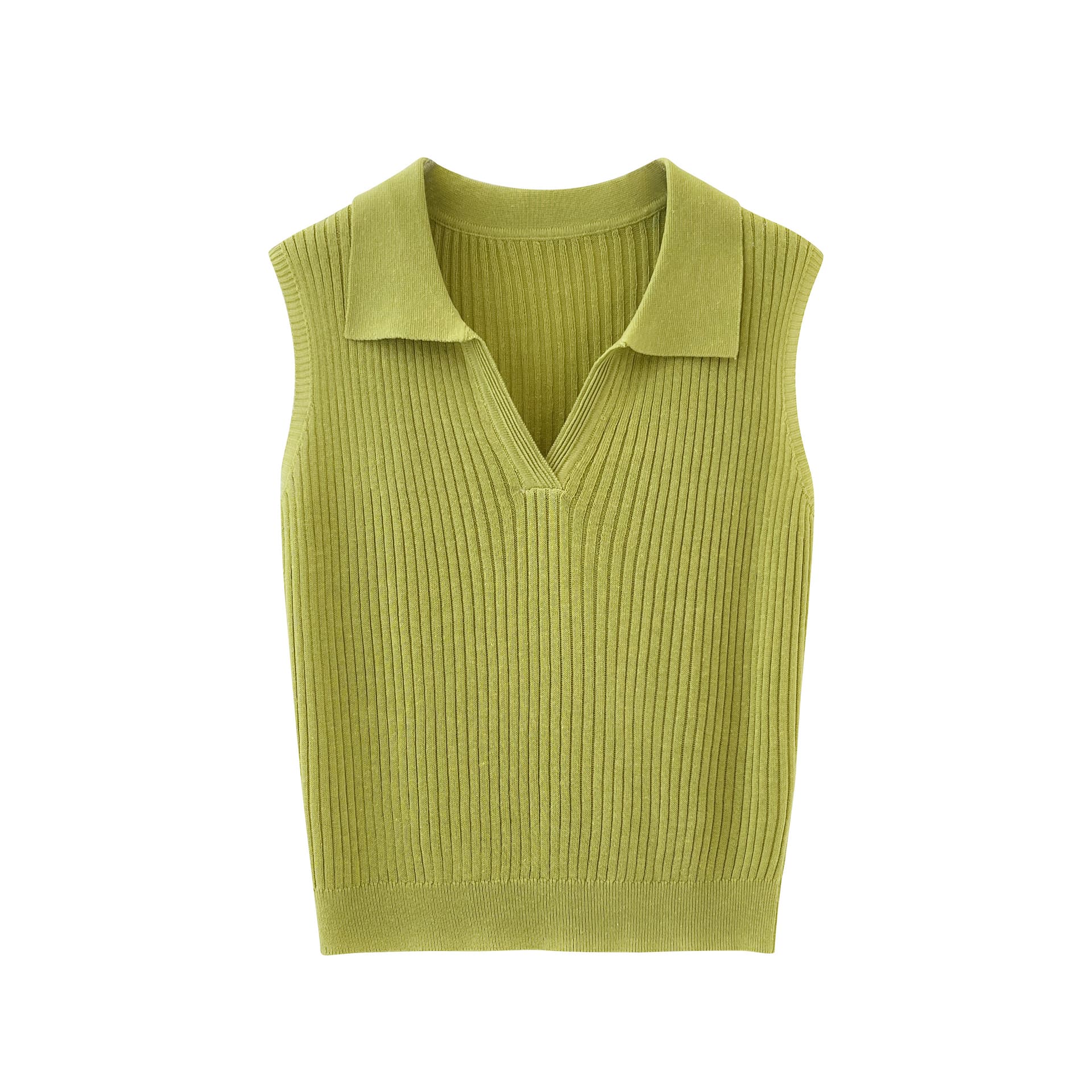 실사 여름 POLO 칼라 민소매 미니멀리즘 슬림해 보이는 조끼 여성 한 부서 몸매 가꾸기 슬림해 보이는 캐주얼 맨위 상세 이미지 2