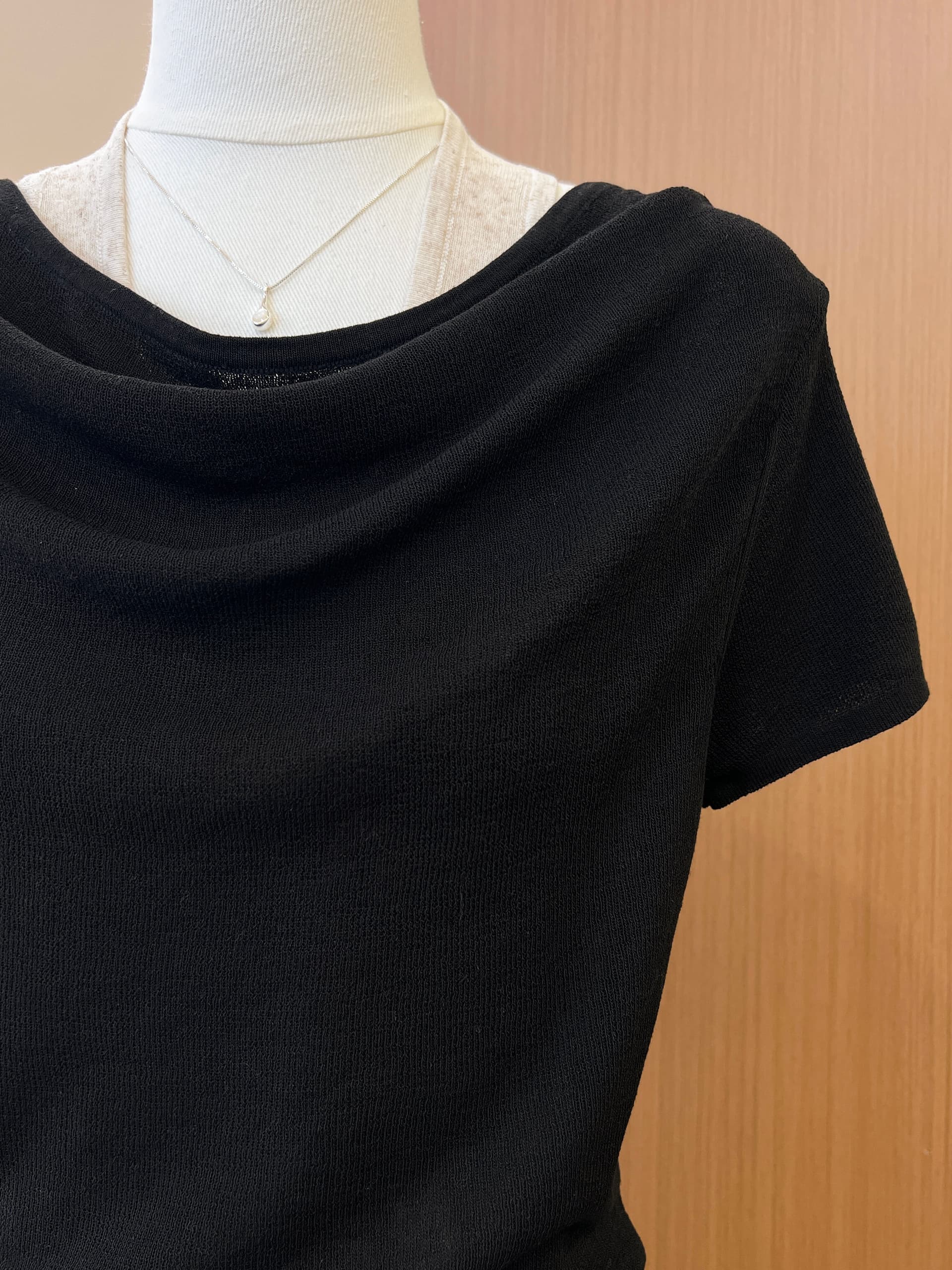 실사 한 부서 chic 검정색 오프숄더 행침 목 반팔 티셔츠 여성 여름 페이크 레이어드 맨위 상세 이미지 7