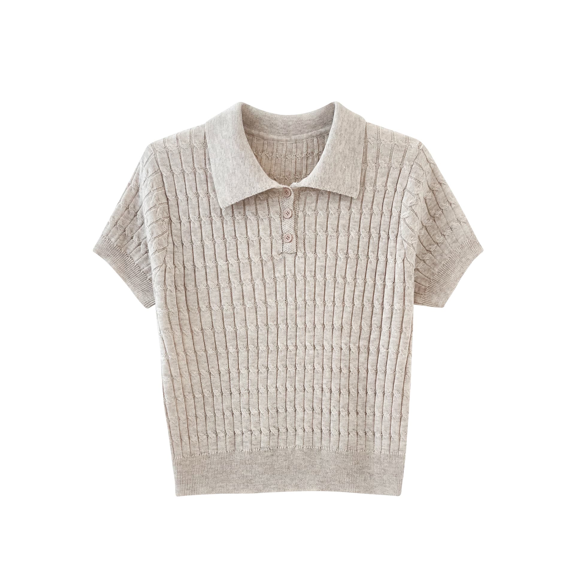 실사 한 부서 웨스트 포 멜로 분말 POLO 칼라 니트 반팔 티셔츠 여성 여름 고급 센스 품격 폴로 칼라 맨위 상세 이미지 2