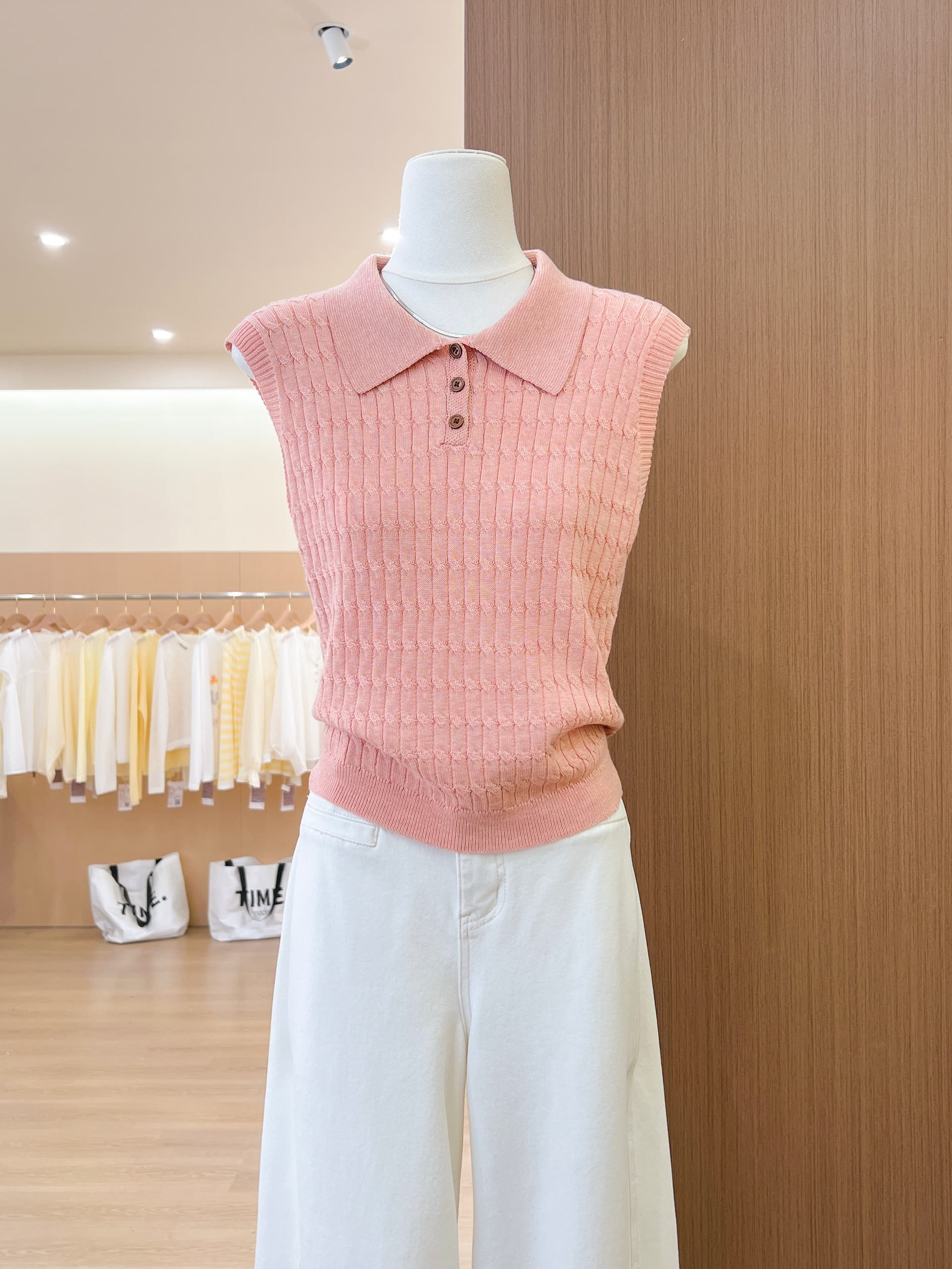 실사 한 부서 웨스트 포 멜로 분말 POLO 칼라 니트 반팔 티셔츠 여성 여름 고급 센스 품격 폴로 칼라 맨위 상세 이미지 8
