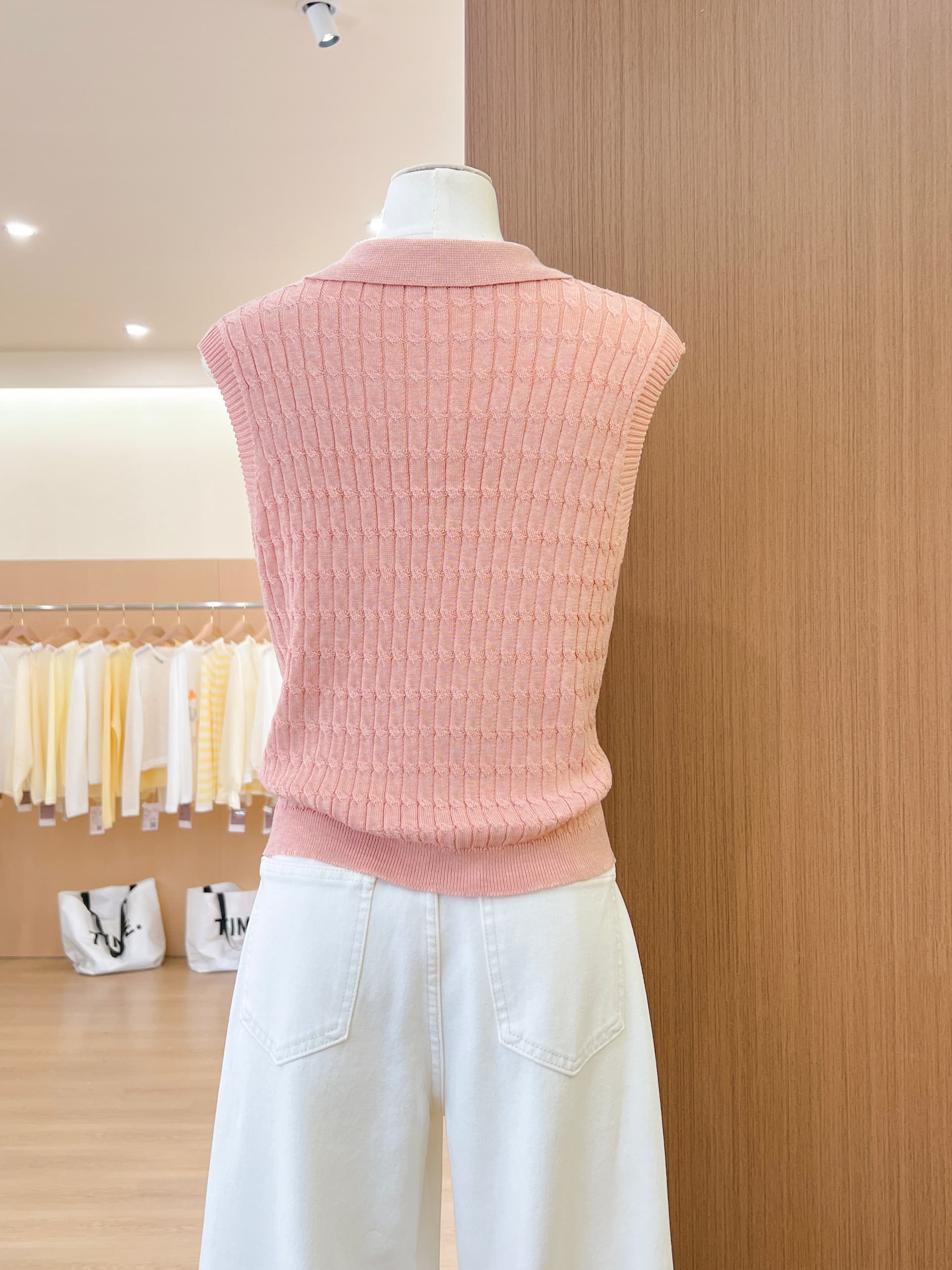 실사 한 부서 웨스트 포 멜로 분말 POLO 칼라 니트 반팔 티셔츠 여성 여름 고급 센스 품격 폴로 칼라 맨위 상세 이미지 12