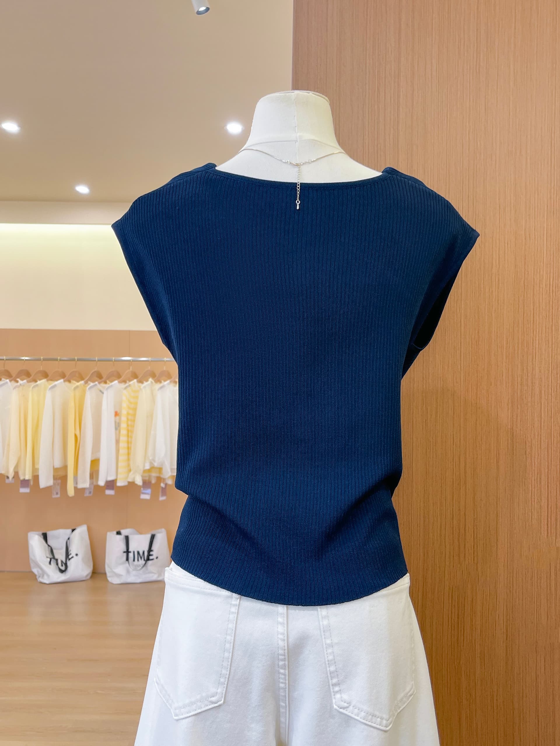 실사 파란색 흔들다 칼라 니트 반팔 티셔츠 여성 여름 프랑스식 작은 대중 Chic 몸매 가꾸기 인사이드 가져 가라. 작은 날다 소매 맨위 상세 이미지 7