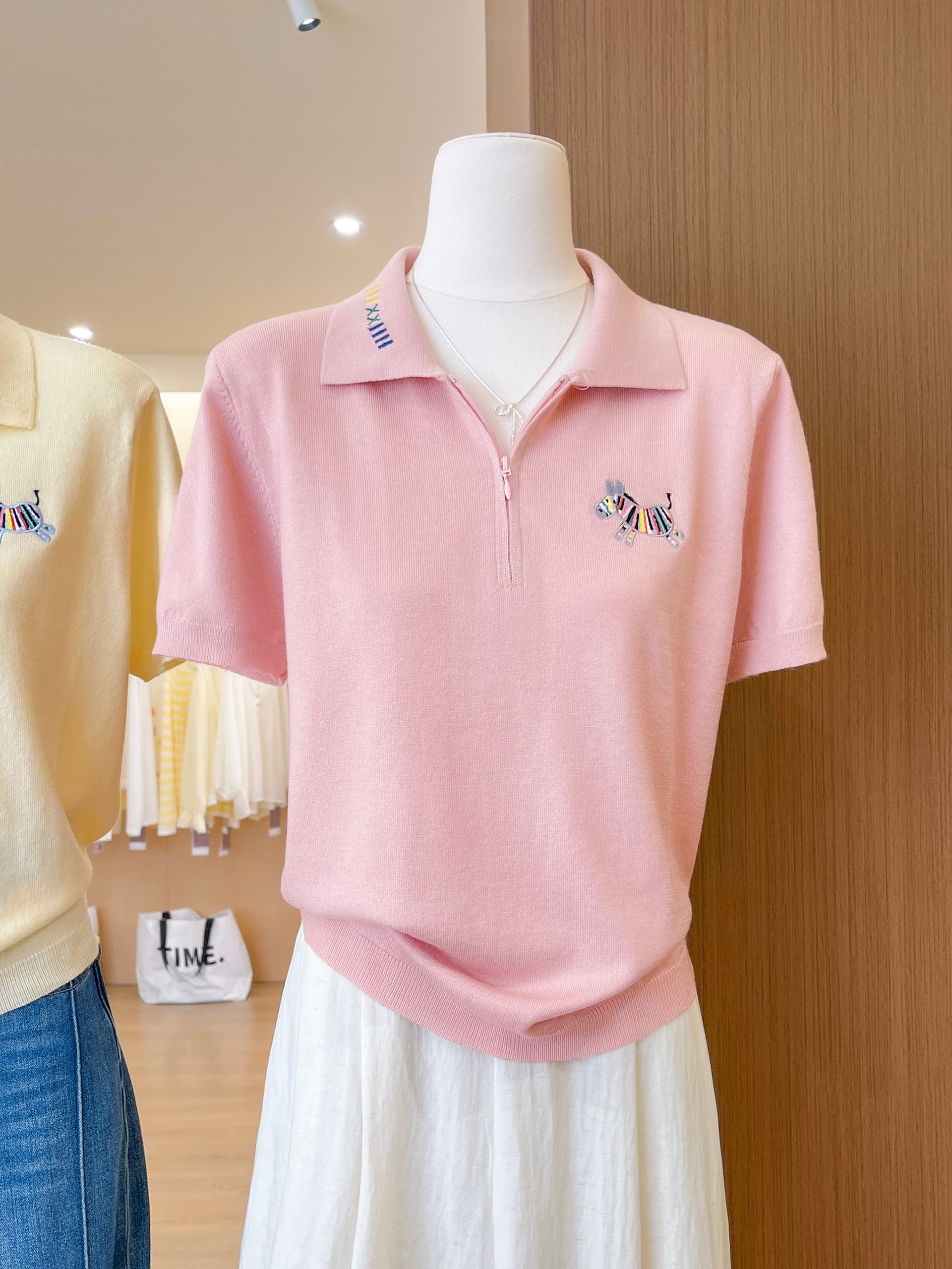 실사 작은 말 자수 니트 반팔 티셔츠 여성 여름 한 부서 고유 한 Chic 캐주얼 다용도 POLO 셔츠 맨위 상세 이미지 5