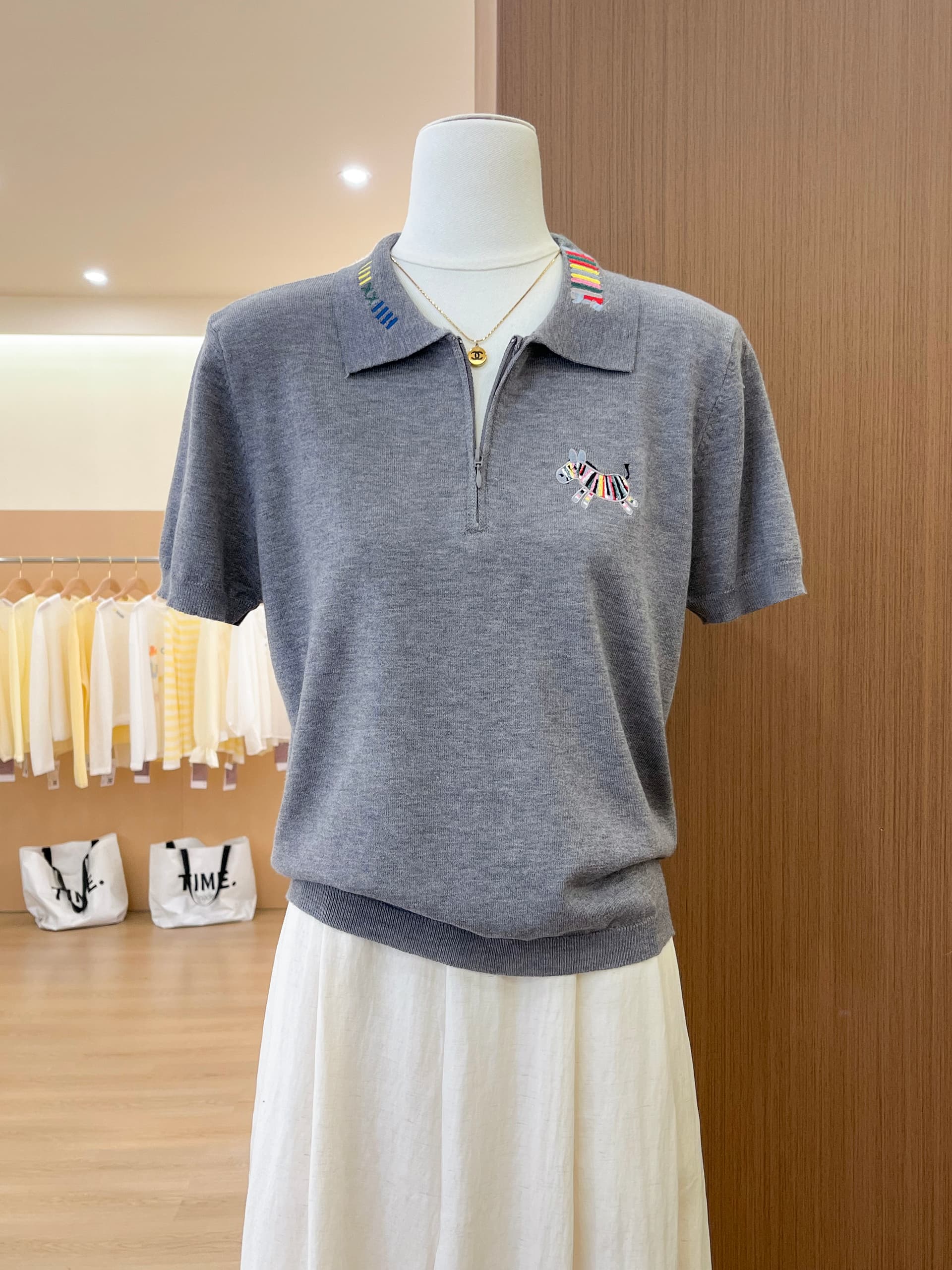 실사 작은 말 자수 니트 반팔 티셔츠 여성 여름 한 부서 고유 한 Chic 캐주얼 다용도 POLO 셔츠 맨위 상세 이미지 25