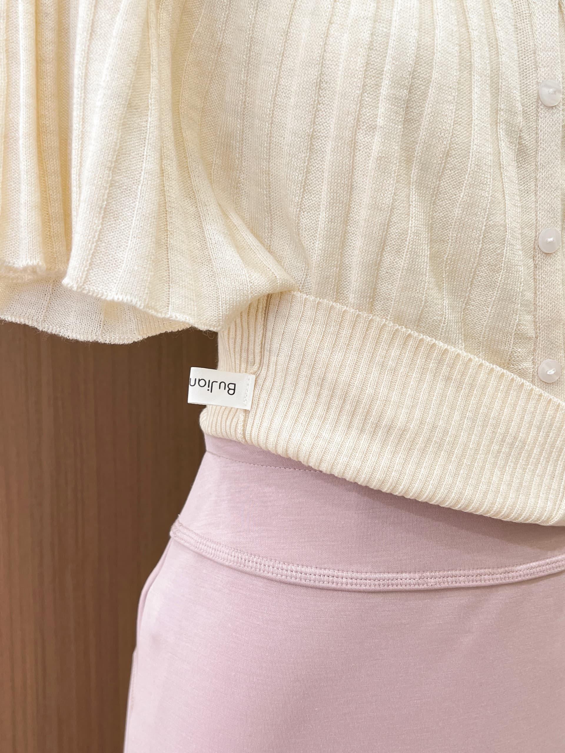 실사 한 부서 장기 Pleat 라운드 넥 니트 오픈 가디건 여성 여름 품격 허리 수축 반팔 티셔츠 캐주얼 배트윙 소매 맨위 상세 이미지 11