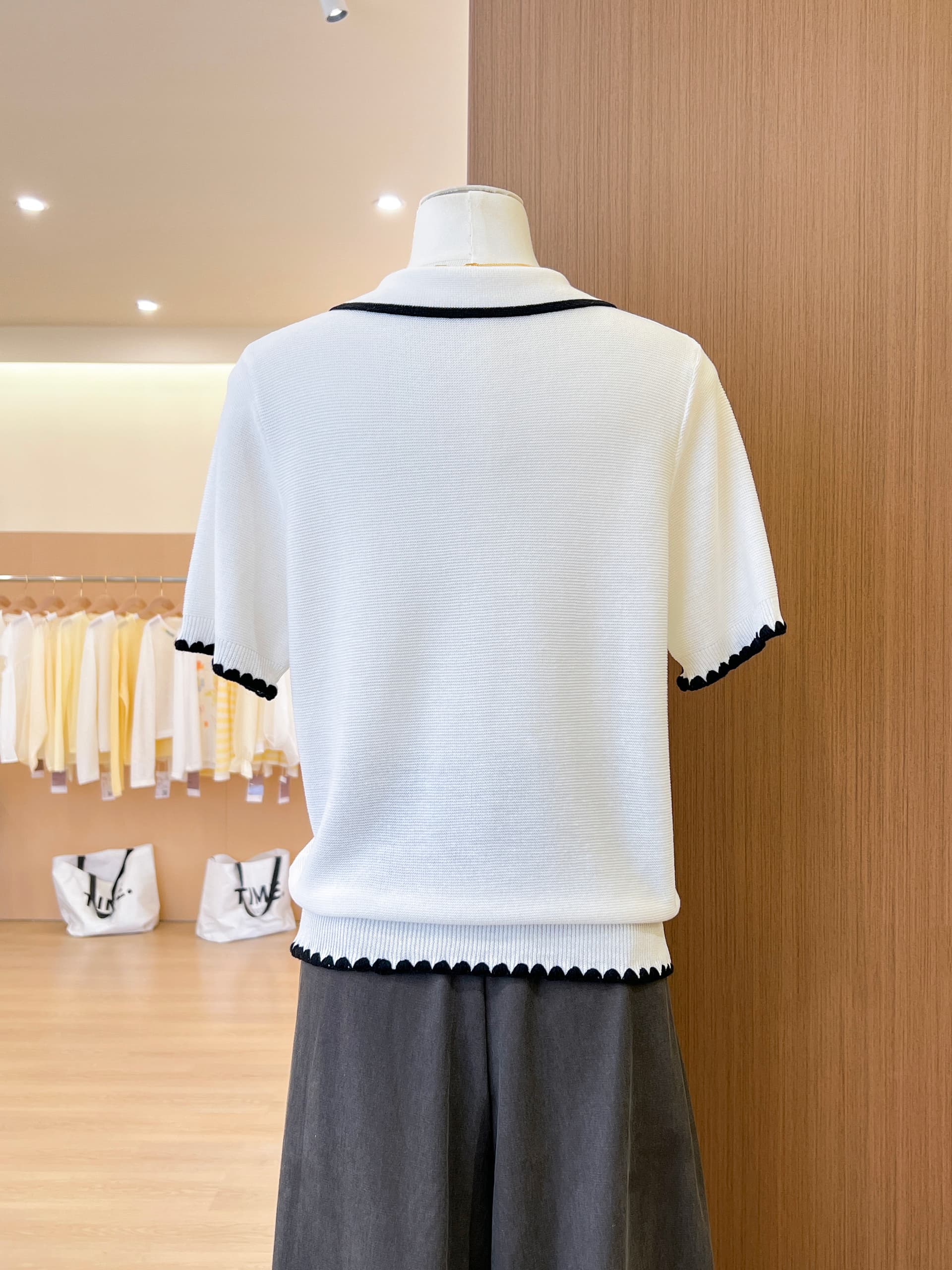 실사 한 부서 POLO 칼라 회색 반팔 얼음 실크 니트 오픈 가디건 여성 여름 다용도 고유 한 맨위 상세 이미지 11