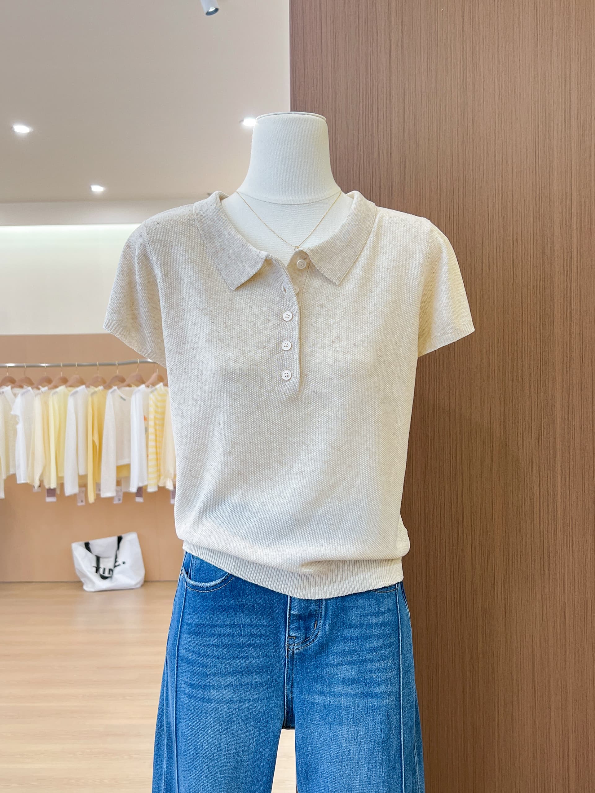 실사 POLO 칼라 얼음 실크 니트 반팔 여성 2026 여름 새로운 통기성 출퇴근 다용도 기타 색상 맨위 상세 이미지 5