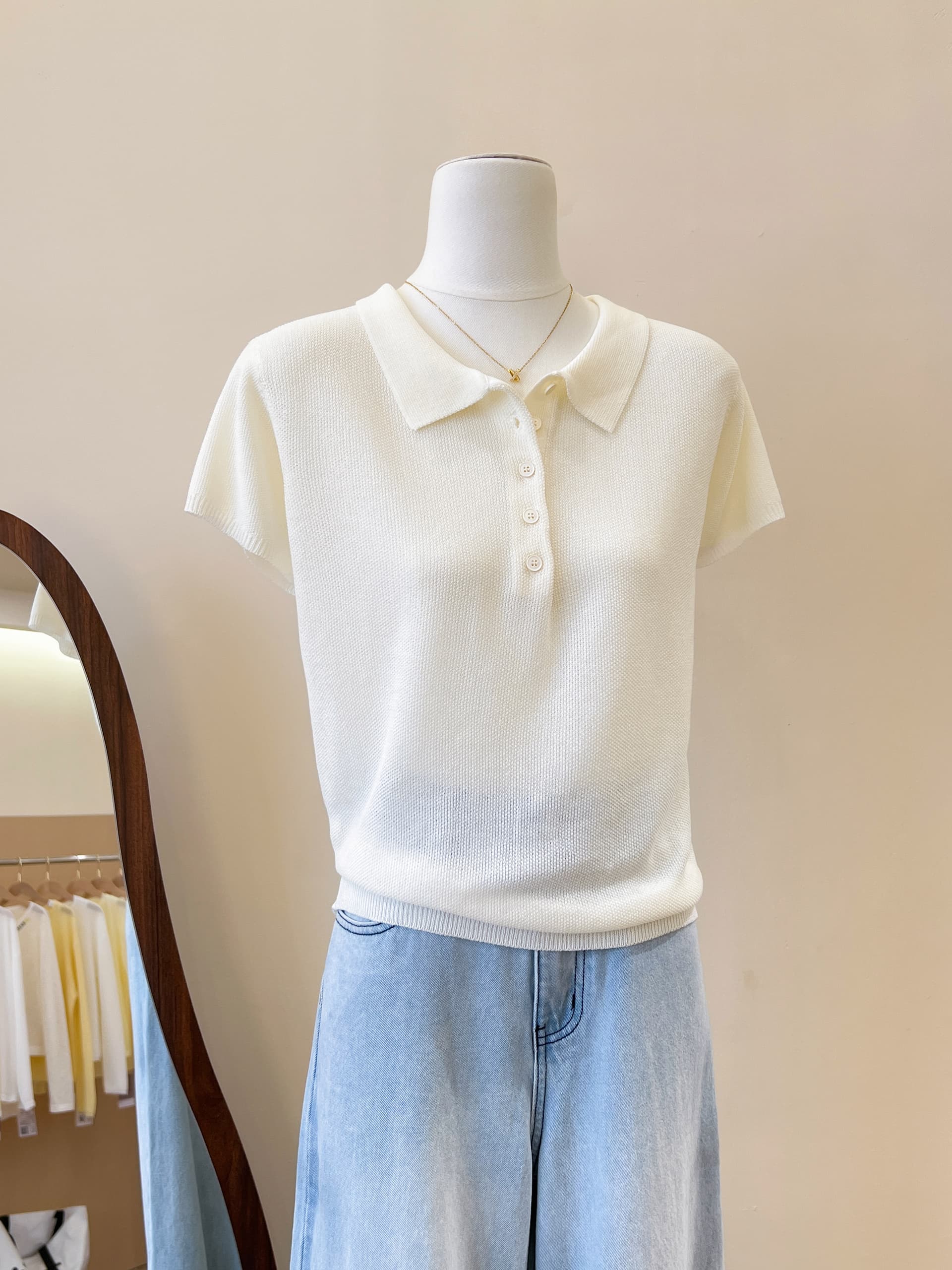 실사 POLO 칼라 얼음 실크 니트 반팔 여성 2026 여름 새로운 통기성 출퇴근 다용도 기타 색상 맨위 상세 이미지 7