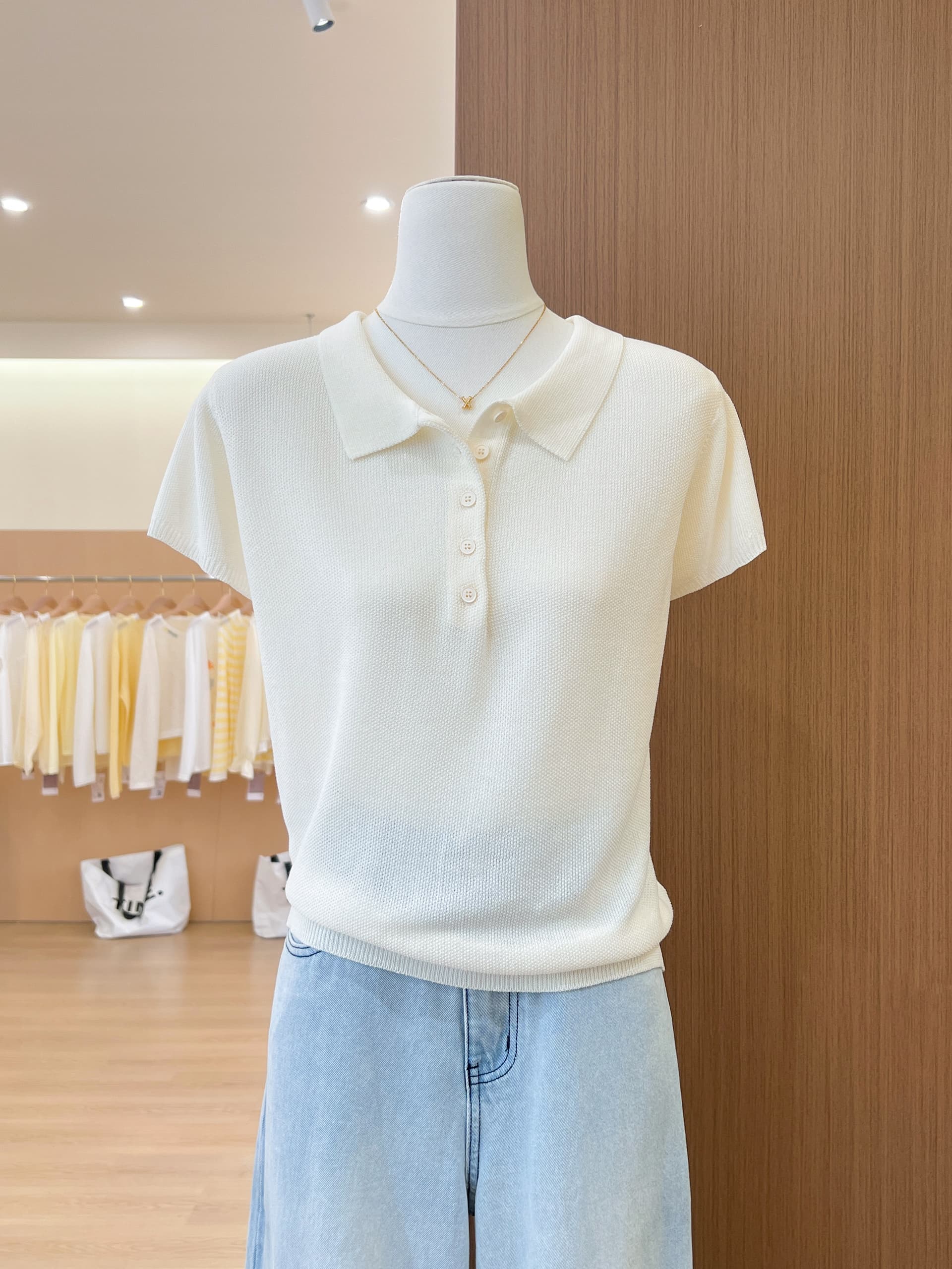 실사 POLO 칼라 얼음 실크 니트 반팔 여성 2026 여름 새로운 통기성 출퇴근 다용도 기타 색상 맨위 상세 이미지 8