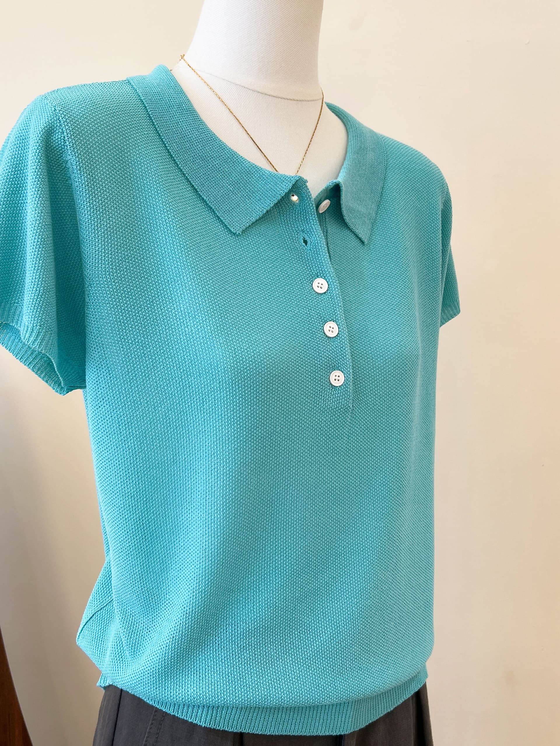 실사 POLO 칼라 얼음 실크 니트 반팔 여성 2026 여름 새로운 통기성 출퇴근 다용도 기타 색상 맨위 상세 이미지 17