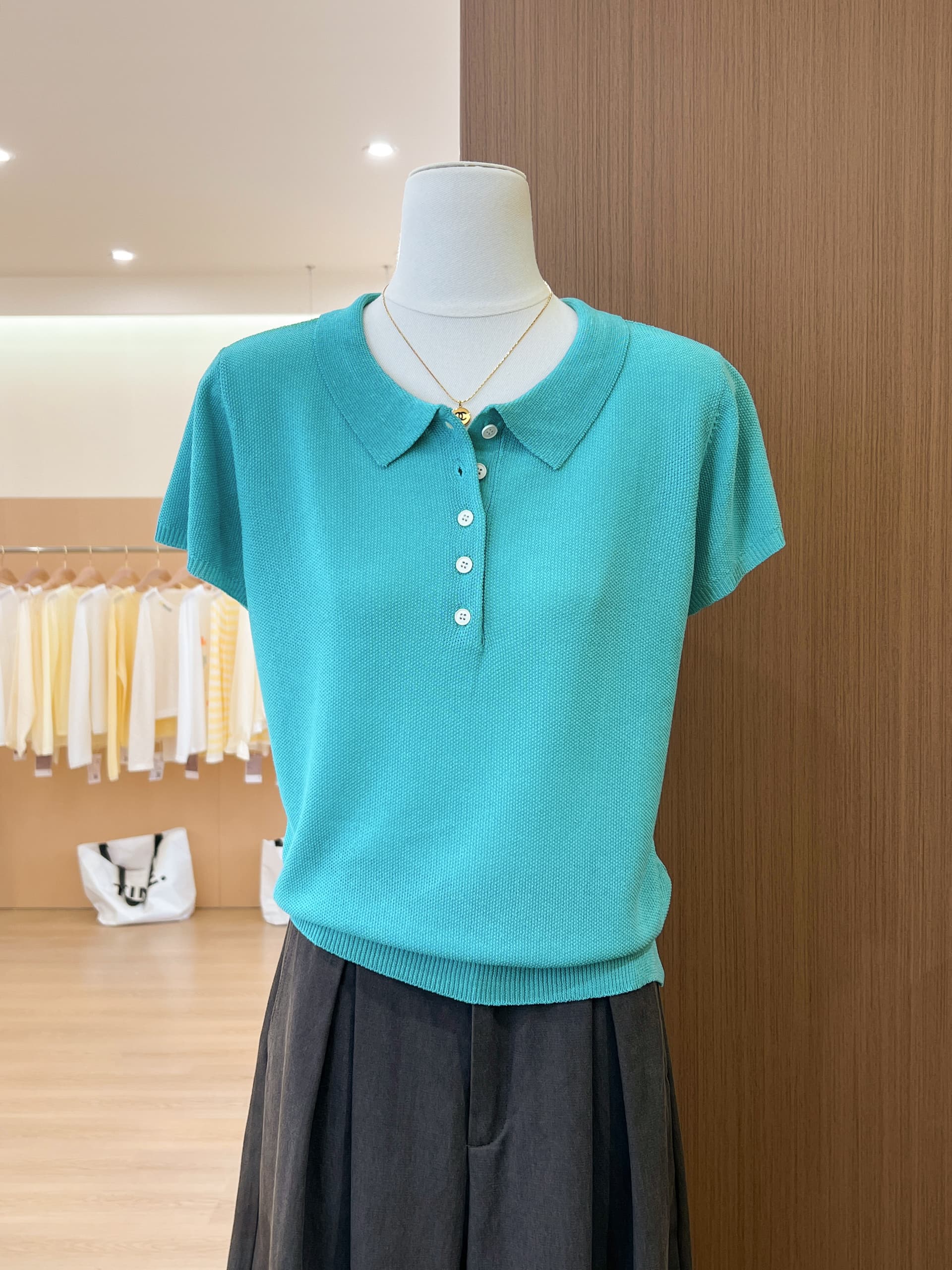 실사 POLO 칼라 얼음 실크 니트 반팔 여성 2026 여름 새로운 통기성 출퇴근 다용도 기타 색상 맨위 상세 이미지 18