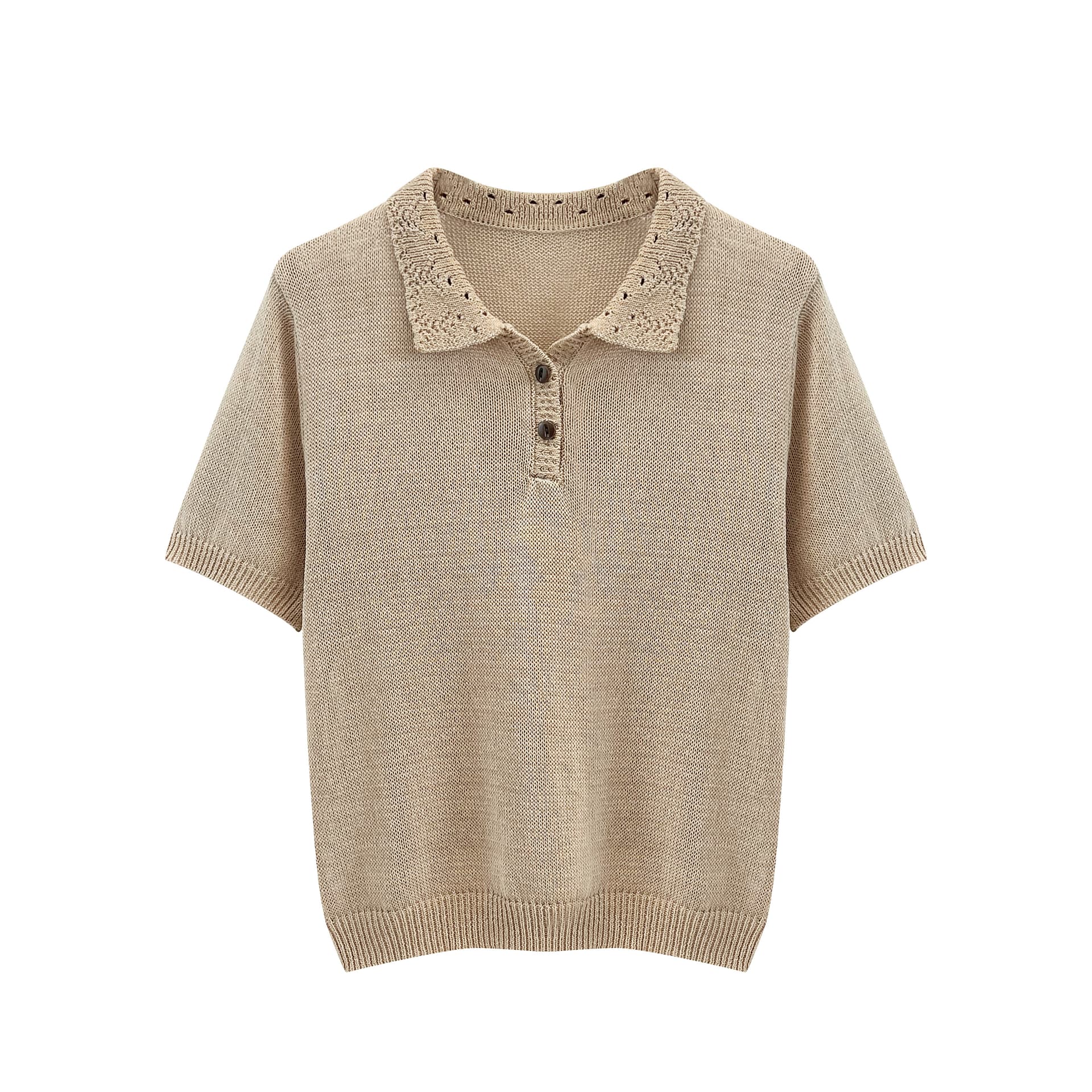 실사 오래된 돈 바람 POLO 칼라 니트 반팔 티셔츠 여성 여름 새로운 조수 브랜드 나가라. 외국 가스 작은 셔츠 상세 이미지 3