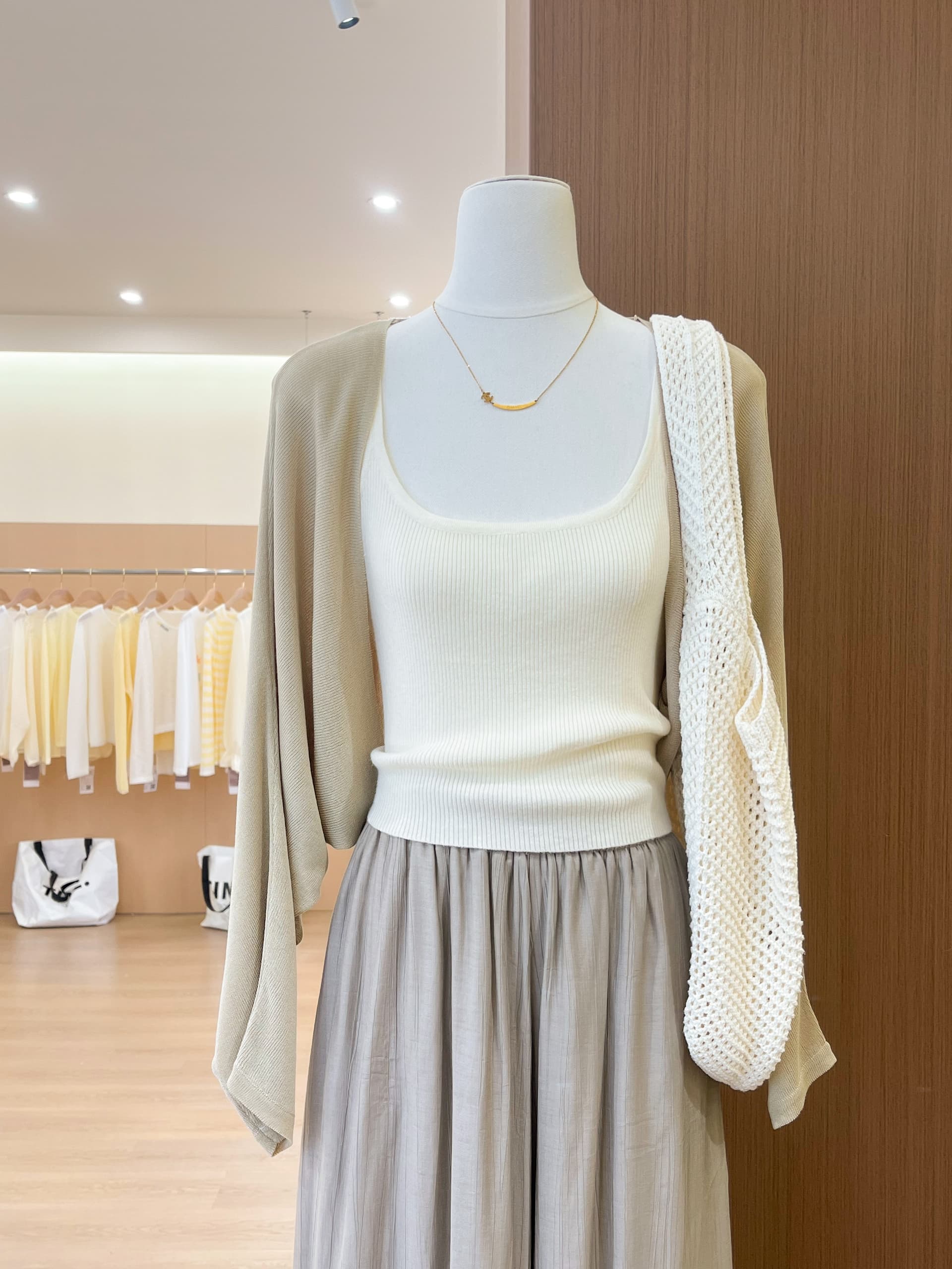 실사 2026 새로운 패션 세트 여성 슬립 니트 스웨터 오픈 가디건 투피스 세트 상세 이미지 3