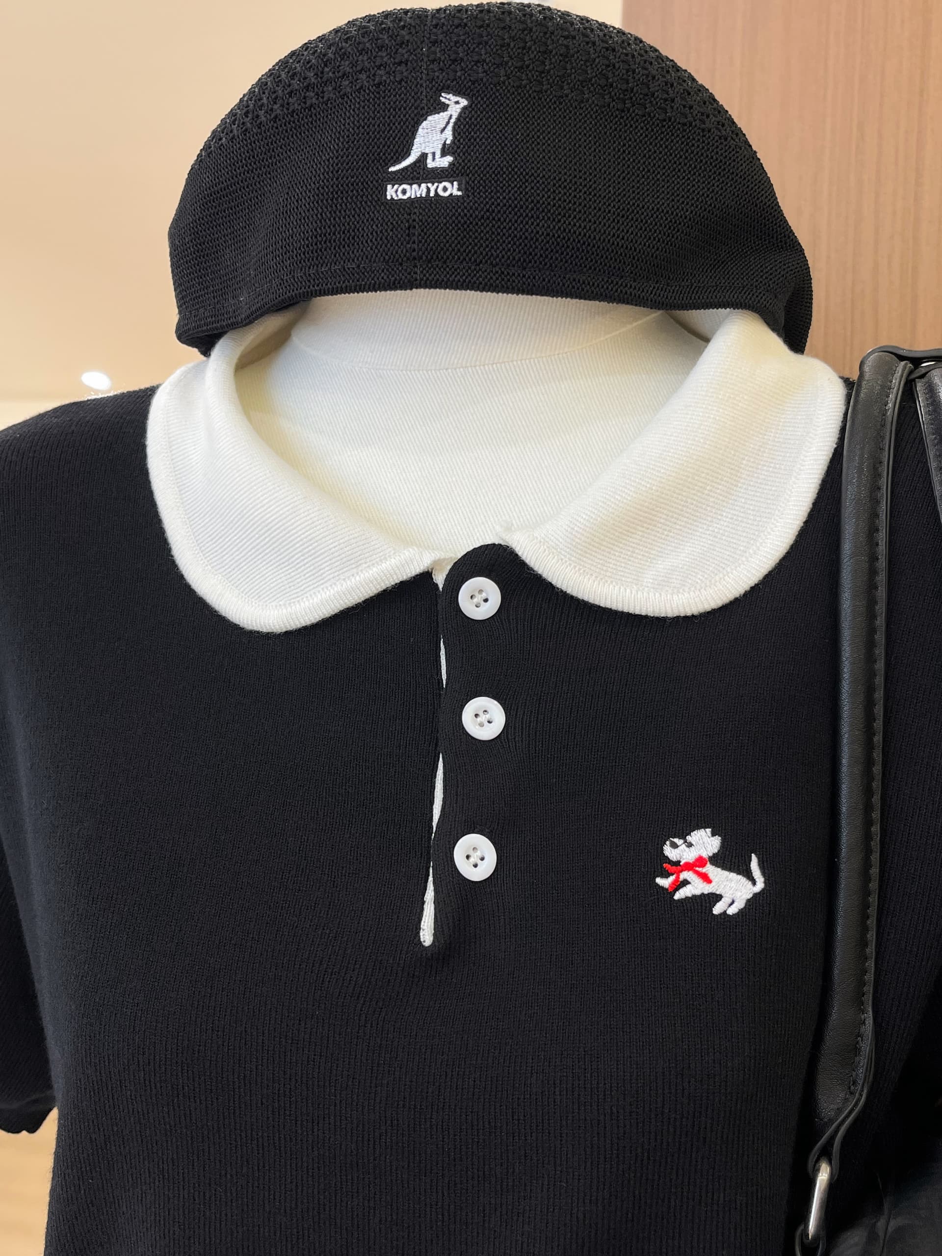 실사 한 부서 학원 스타일 강아지 자수 polo 폴로 칼라 니트 스웨터 반팔 여성 여름 베이비 칼라 긍정적 인 어깨 의류 상세 이미지 8