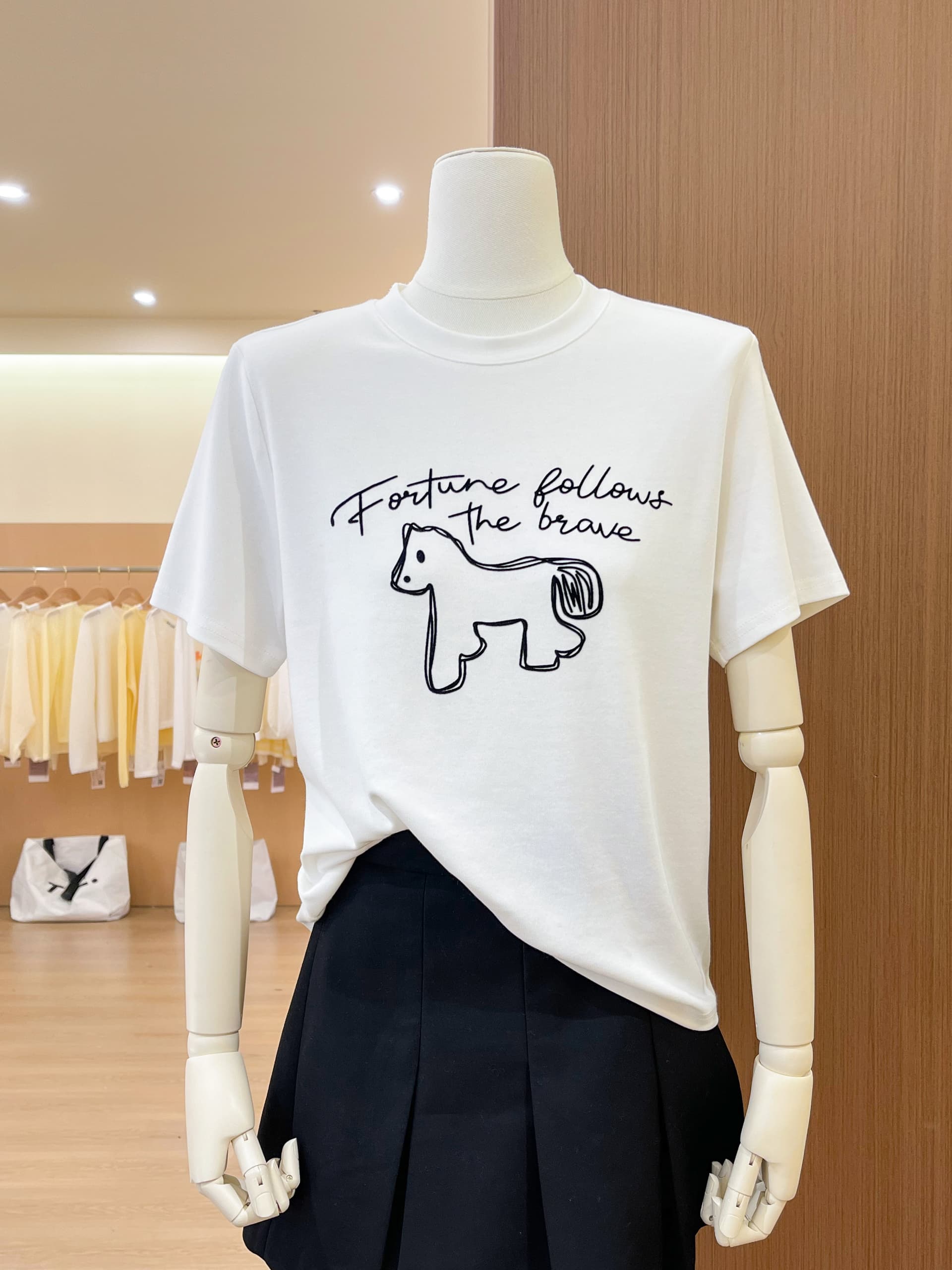 실사 한 부서 작은 말 식물 플러시 프린트 슈퍼 부드럽다 양면 면 반팔 티셔츠 여성 여름 다용도 맨위 이미지 3
