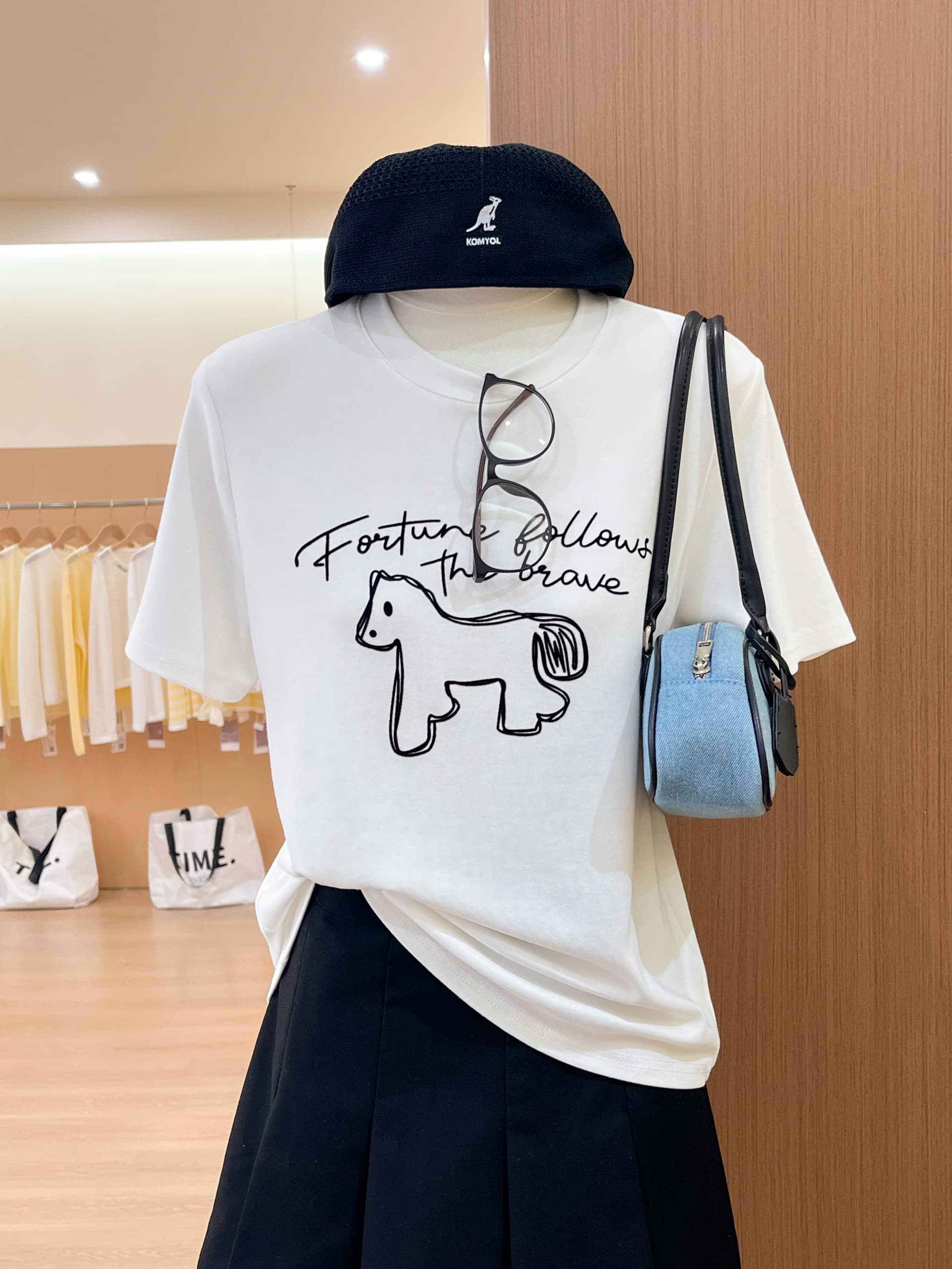 실사 한 부서 작은 말 식물 플러시 프린트 슈퍼 부드럽다 양면 면 반팔 티셔츠 여성 여름 다용도 맨위 상세 이미지 4