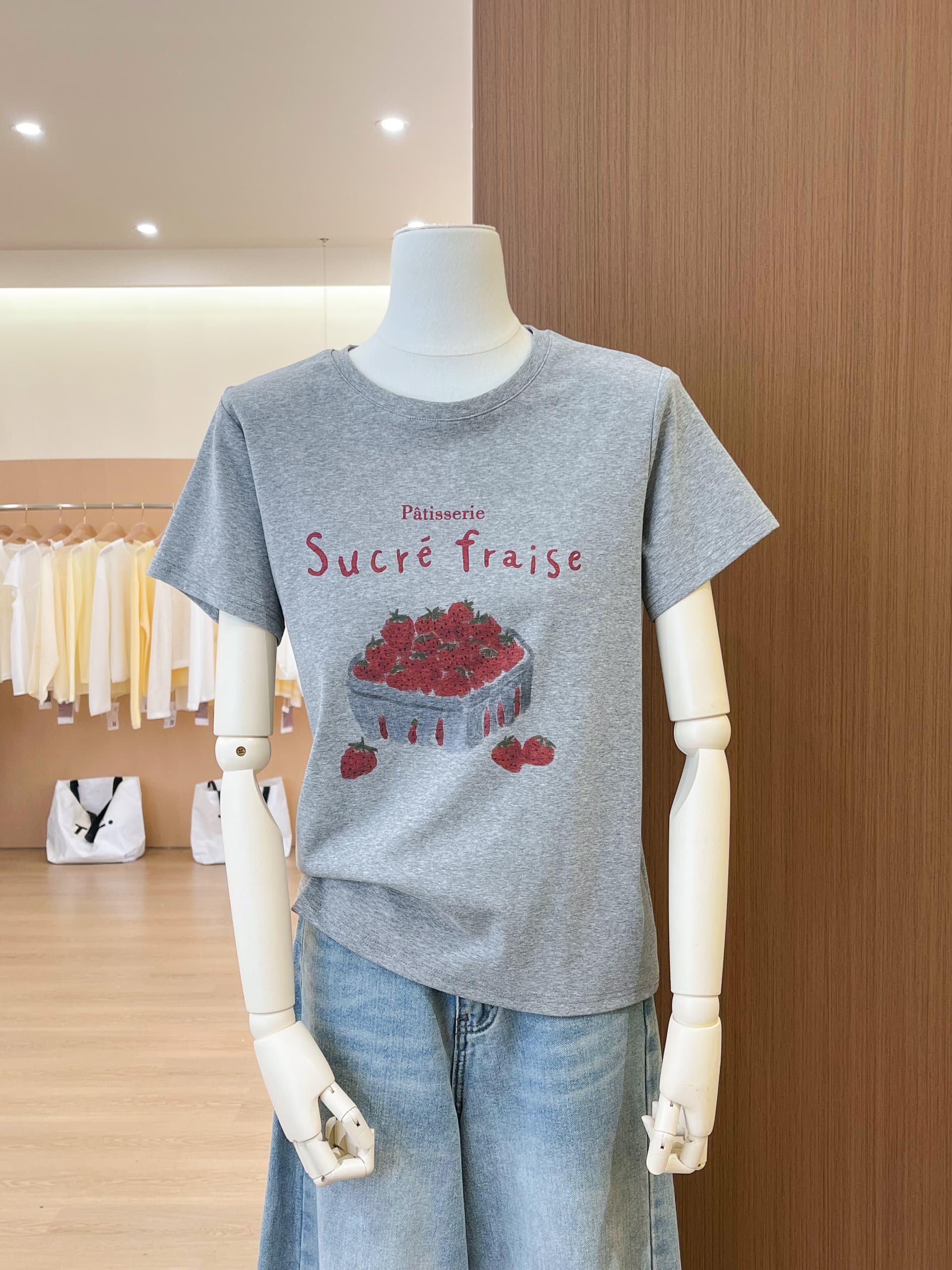 실사 한 부서 회색 알파벳 프린트 반팔 티셔츠 여성 여름 루즈핏 슬림해 보이는 티셔츠 패션 캐주얼 맨위 상세 이미지 3