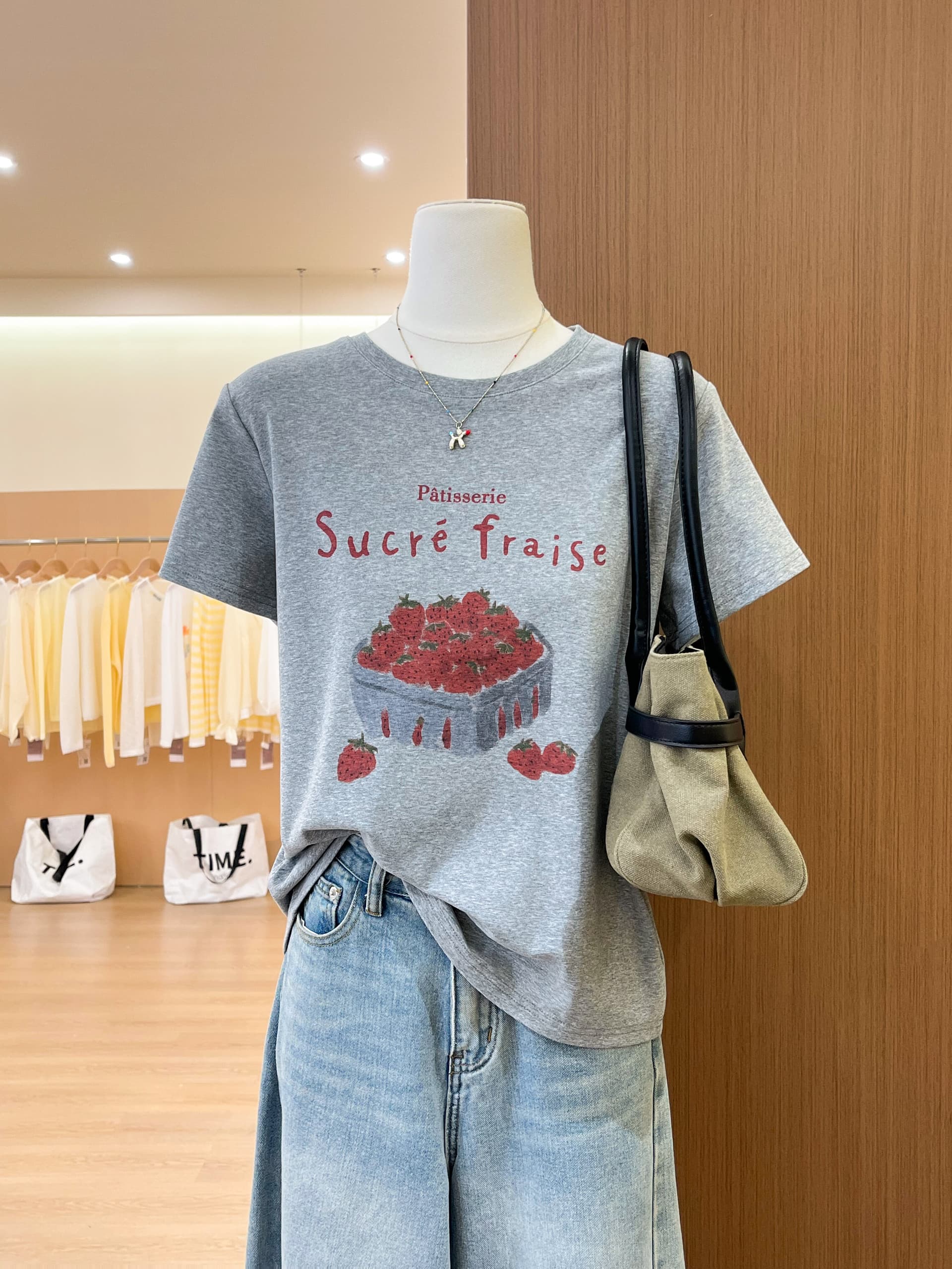 실사 한 부서 회색 알파벳 프린트 반팔 티셔츠 여성 여름 루즈핏 슬림해 보이는 티셔츠 패션 캐주얼 맨위 상세 이미지 4