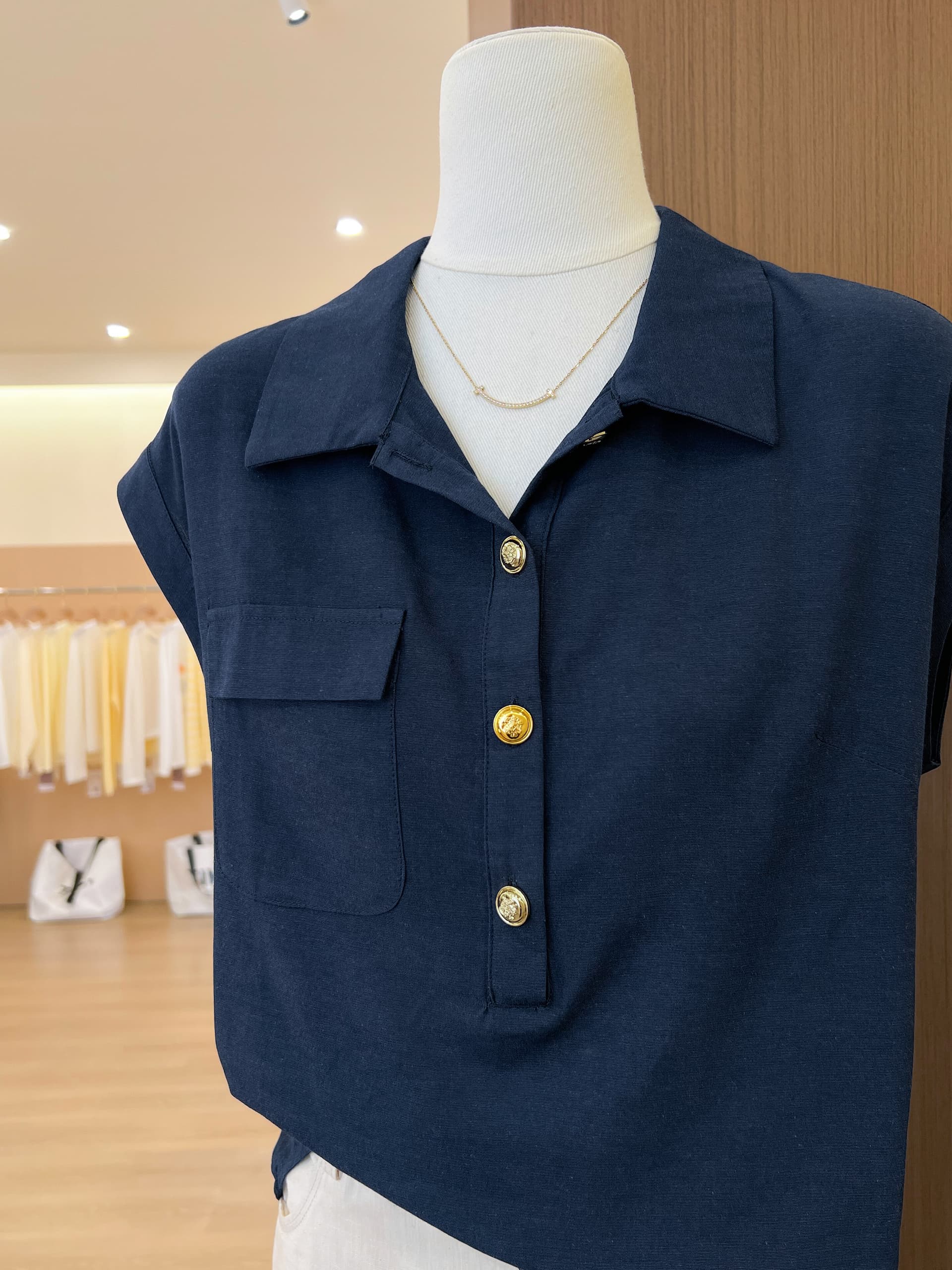 실사 프랑스식 고유 한 Chic 패션 품격 POLO 칼라 셔츠 이미지 4