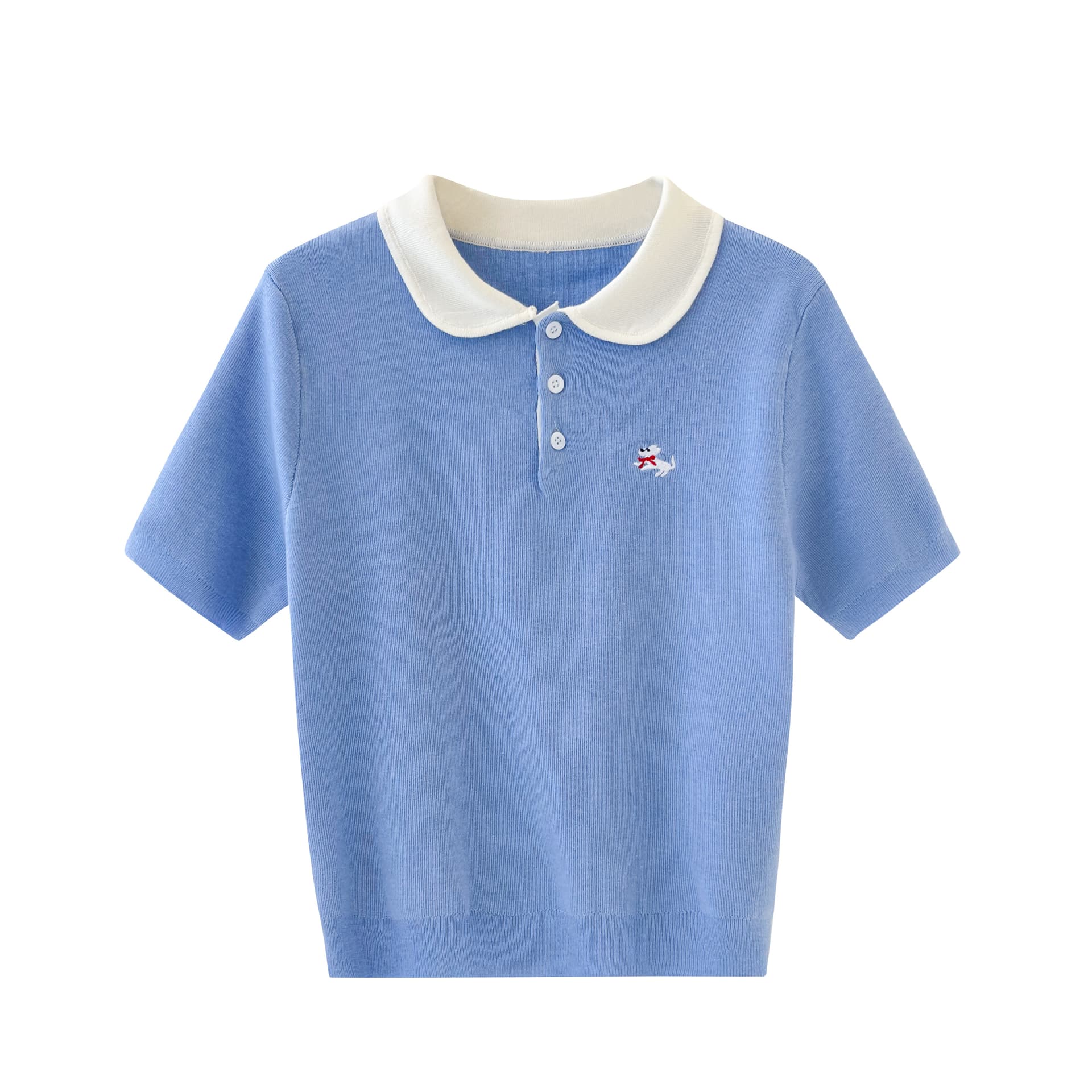 실사 한 부서 polo 강아지 자수 폴로 칼라 얼음 실크 니트 반팔 티셔츠 여성 2026 여름 인형 셔츠 맨위 이미지 6
