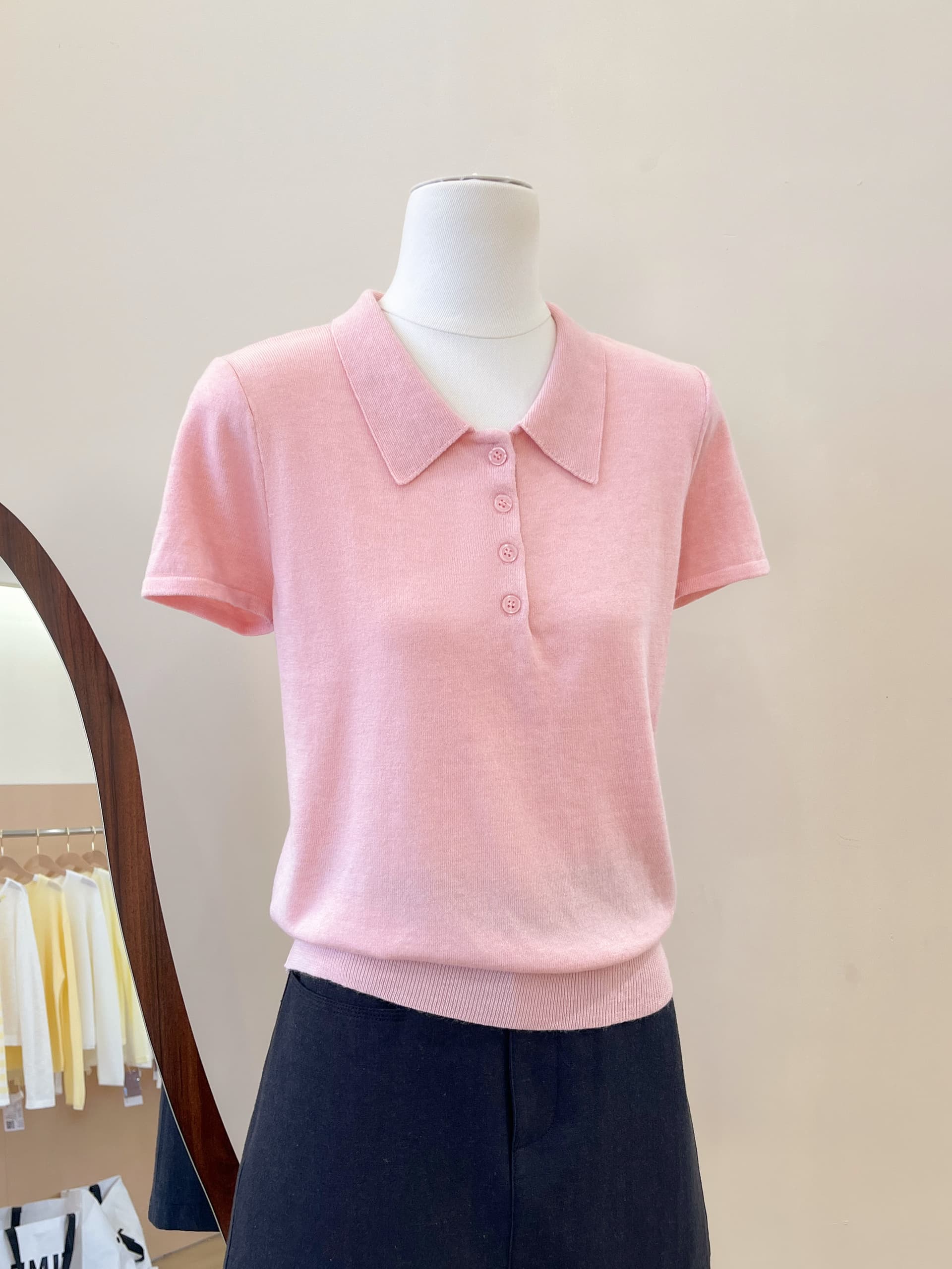 실사 질감 대법원 폴로 칼라 polo 반팔 슬림해 보이는 얇은 스타일 맨위 이미지 4