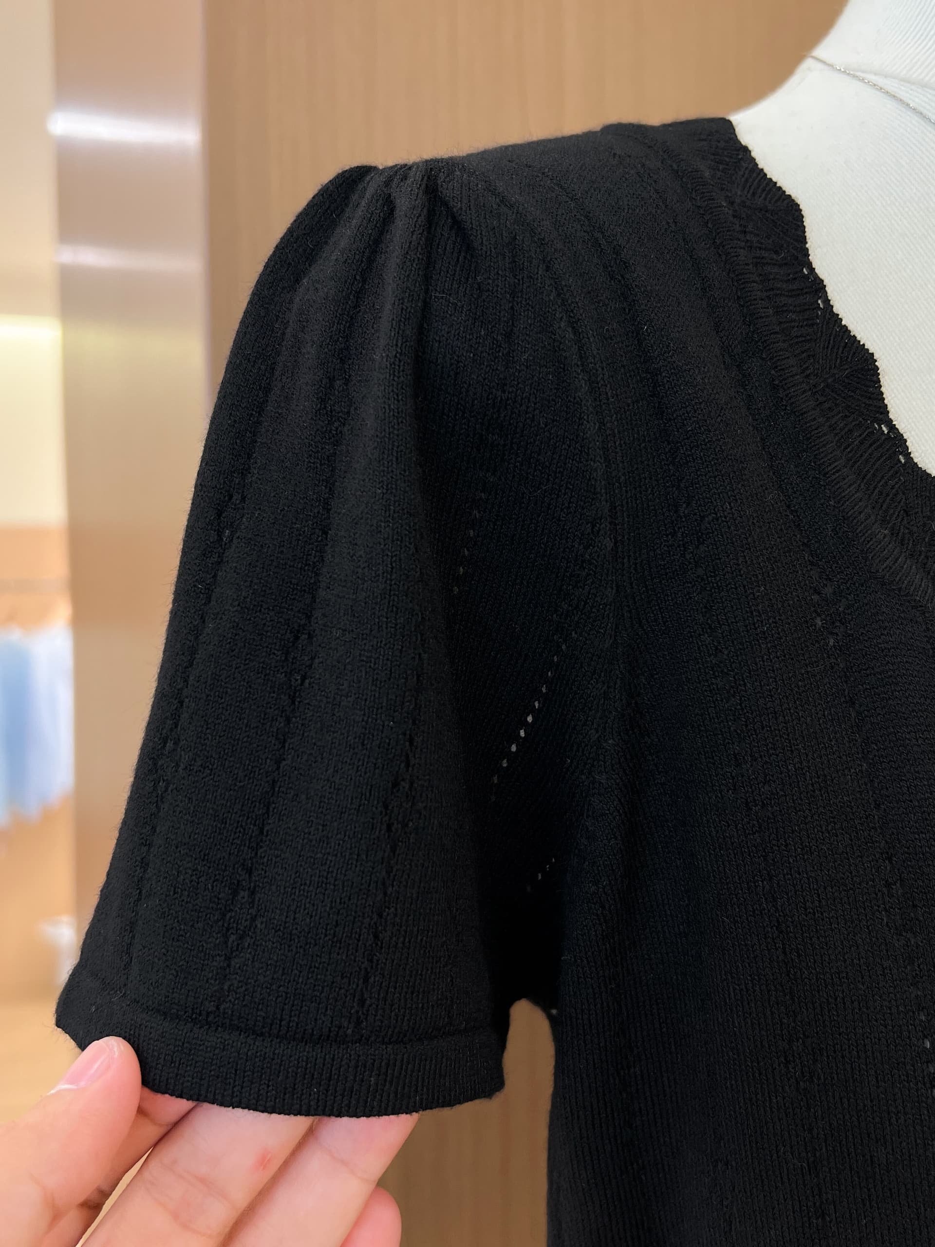 실사 한 부서 달콤한 스타일 베이비 칼라 홀로우 아웃 반팔 니트 오픈 가디건 여성 여름 다용도 루즈핏 슬림해 보이는 얇은 맨위 상세 이미지 6