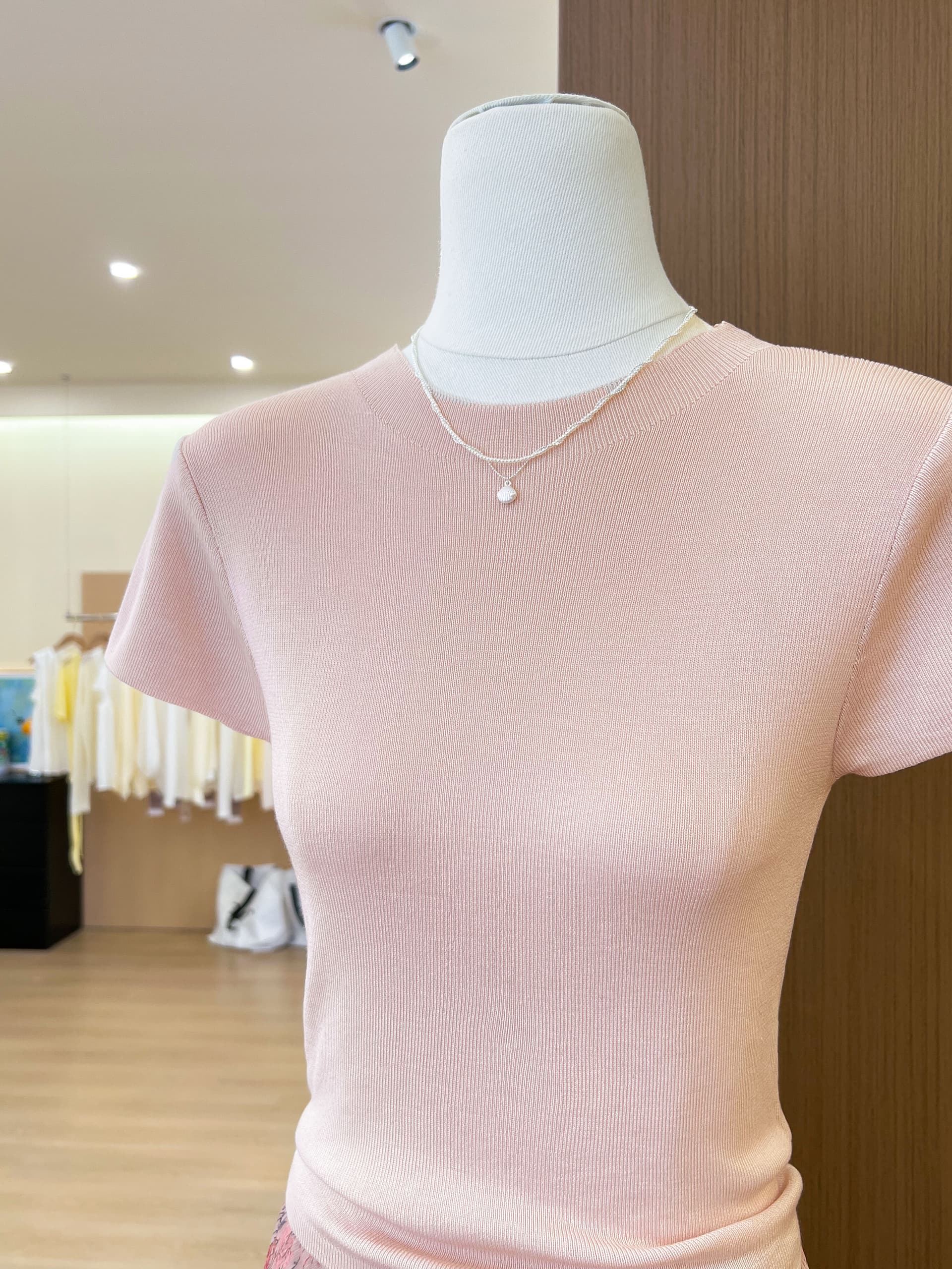 실사 한국 스타일 스트랩 홀로우 아웃 몸매 가꾸기 반팔 니트 스웨터 티셔츠 상세 이미지 7