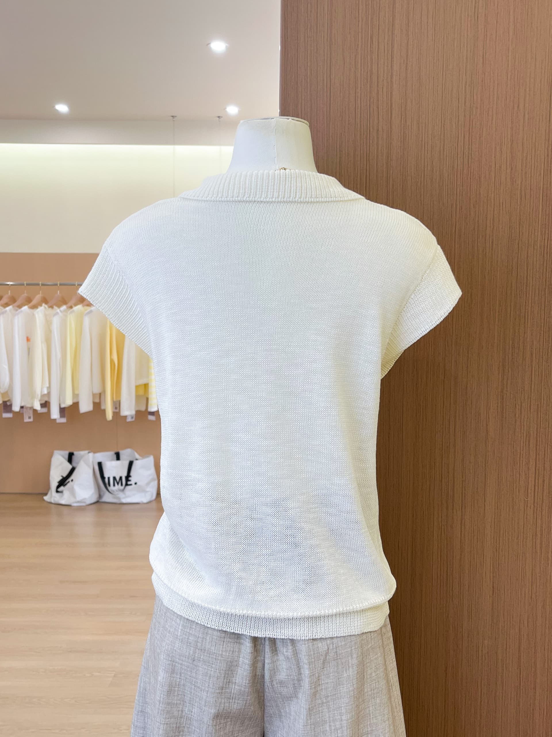 실사 한 부서 미니멀리즘 POLO 칼라 니트 조끼 여성 여름 몸매 가꾸기 슬림해 보이는 패션 어깨 맨위 상세 이미지 7