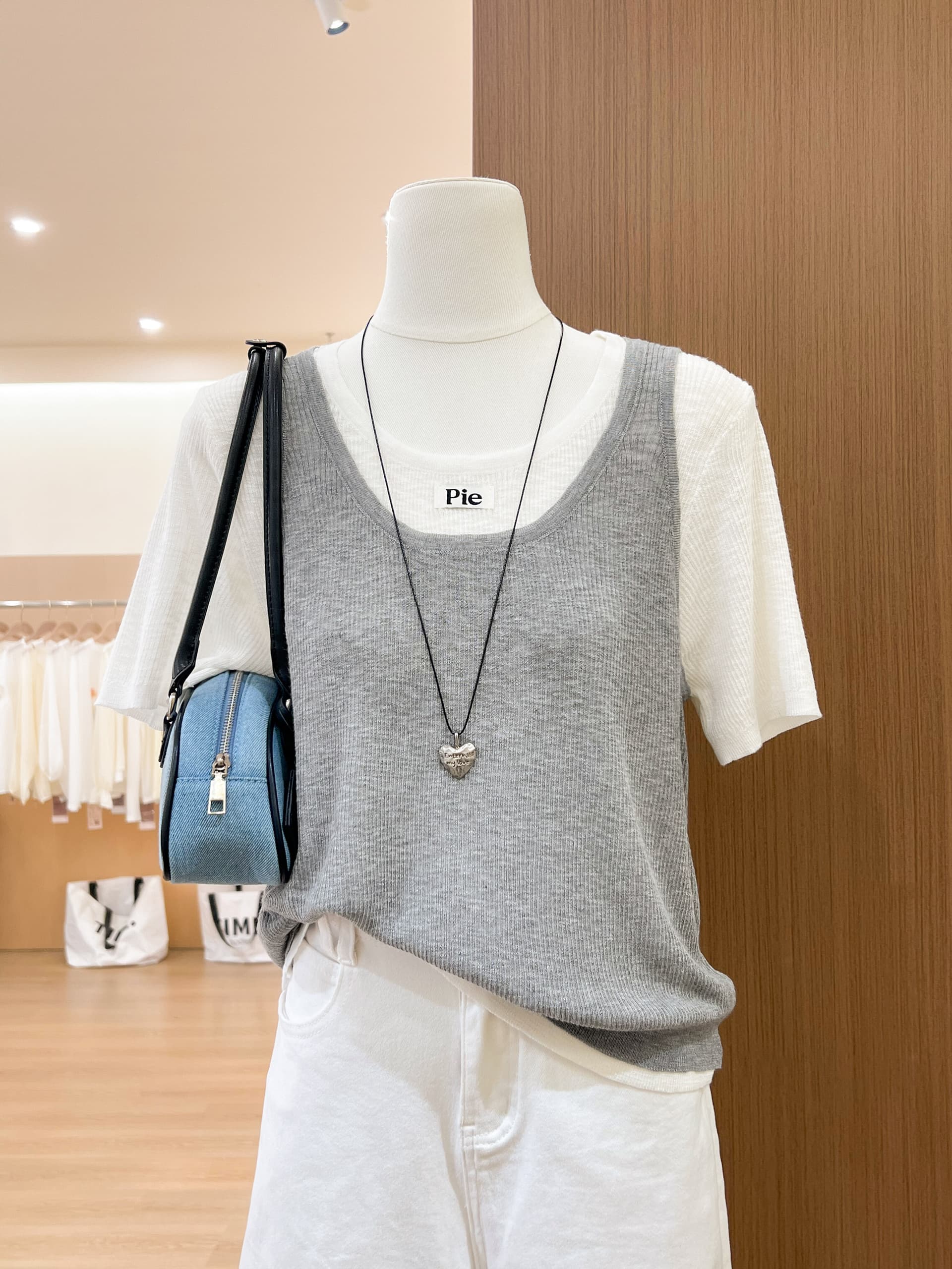 실사 한 부서 chic Chic 디자인 센스 니트 반팔 티셔츠 여성 여름 고유 한 페이크 레이어드 맨위 상세 이미지 5