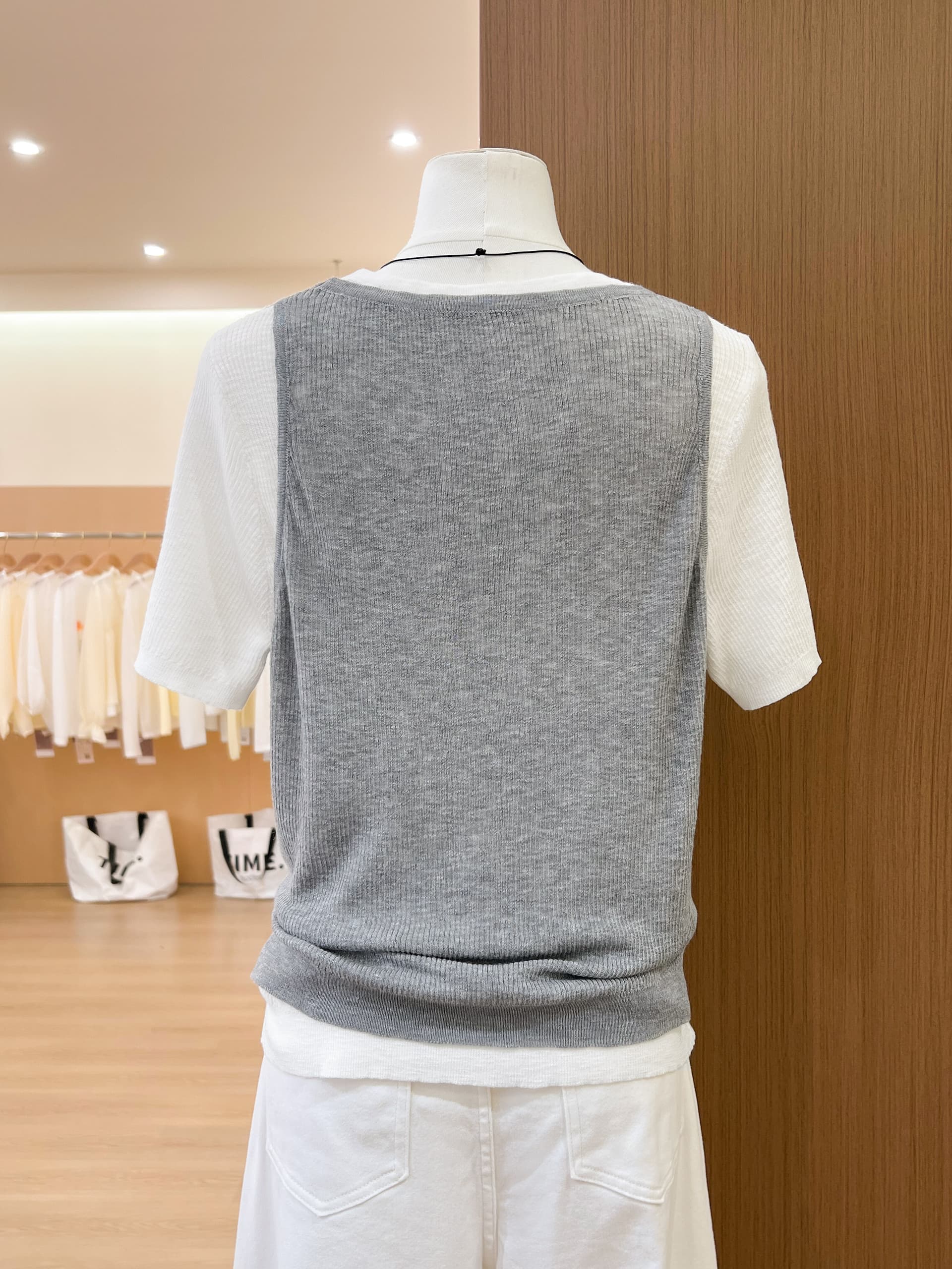 실사 한 부서 chic Chic 디자인 센스 니트 반팔 티셔츠 여성 여름 고유 한 페이크 레이어드 맨위 상세 이미지 11