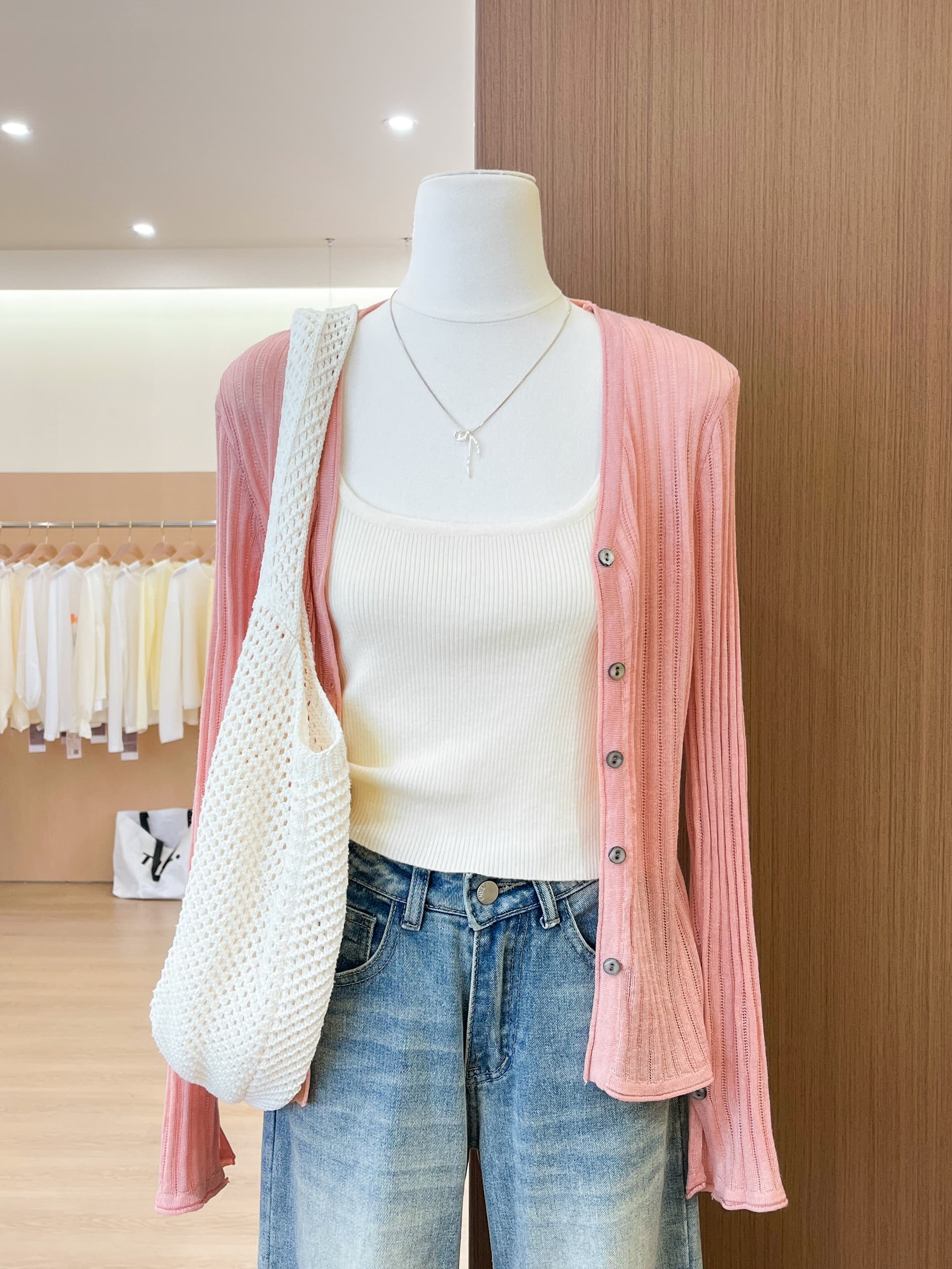 실사 한국 스타일 V넥 조개 버클 양모 니트 오픈 가디건 여성 얇은 스타일 프로 피부 작은 대중 기본 셔츠 이미지 2