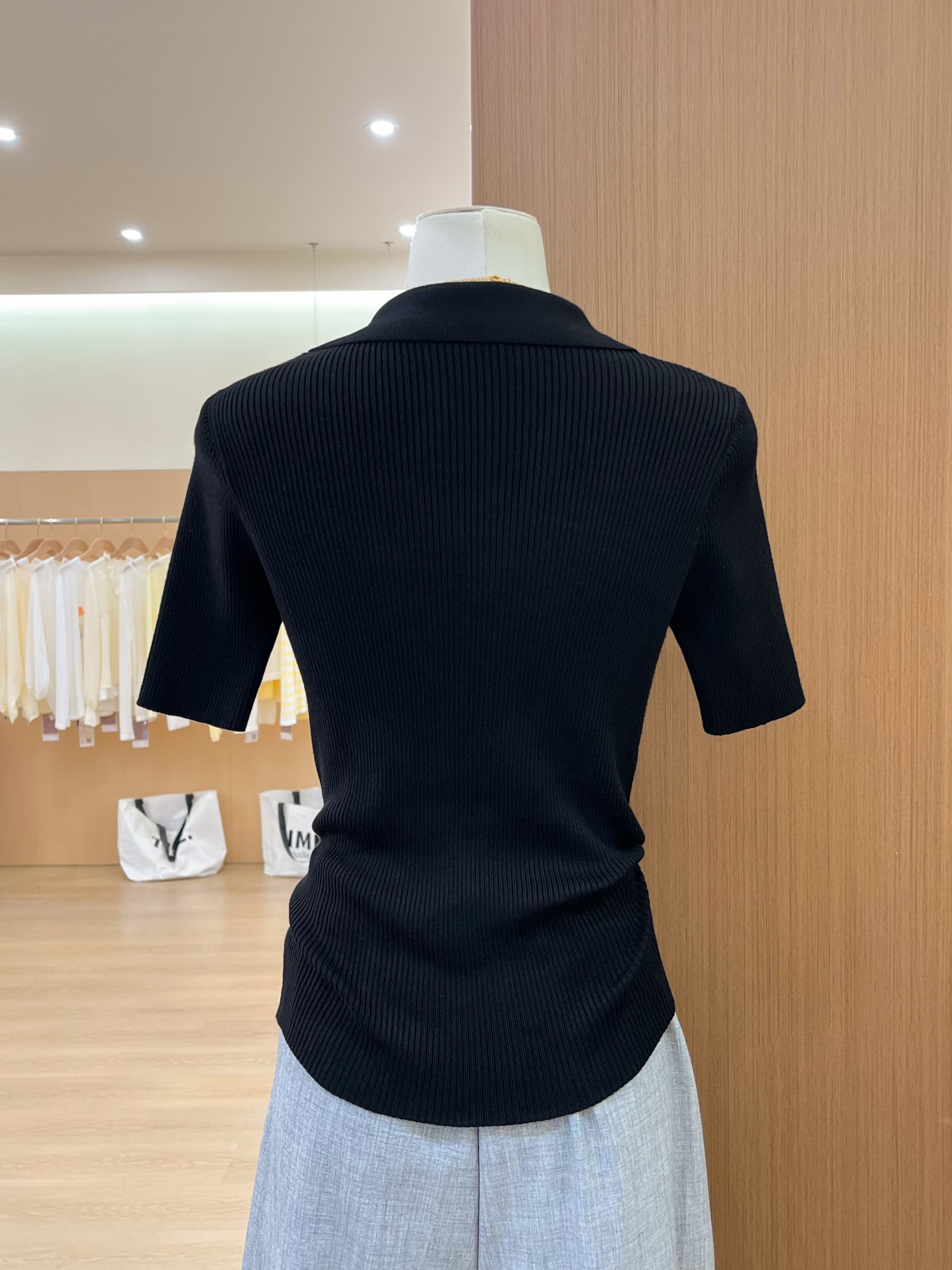 실사 세련된 미니멀리즘 기초 섹션 POLO 셔츠 여름 새로운 몸매 가꾸기 슬림해 보이는 신축성 구덩이 기사 반팔 니트 스웨터 상세 이미지 8