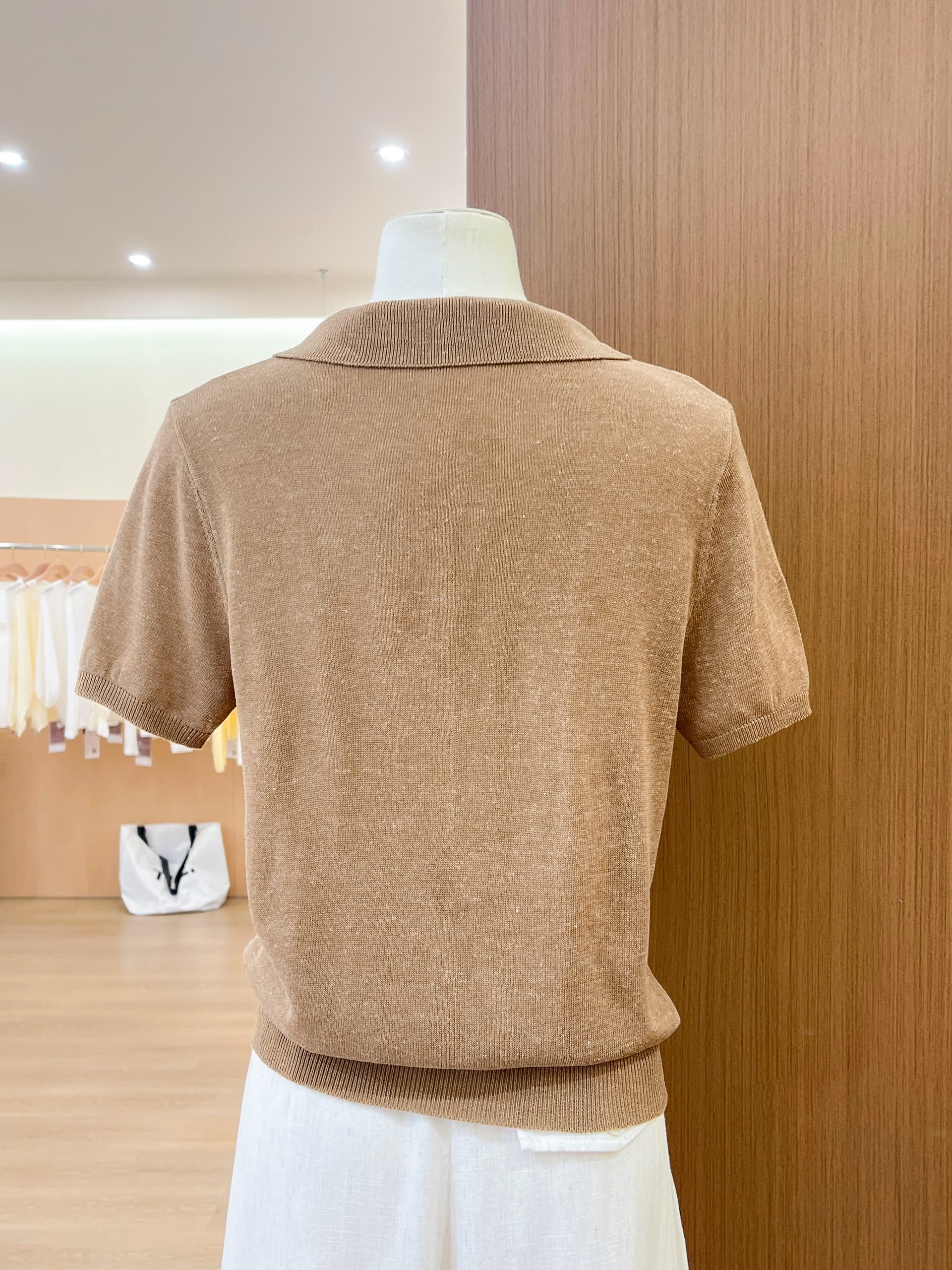 실사 오래된 돈 바람 POLO 칼라 고급 미니멀리즘 티셔츠 폴로 칼라 반팔 니트 스웨터 맨위 여름 여성 상세 이미지 8