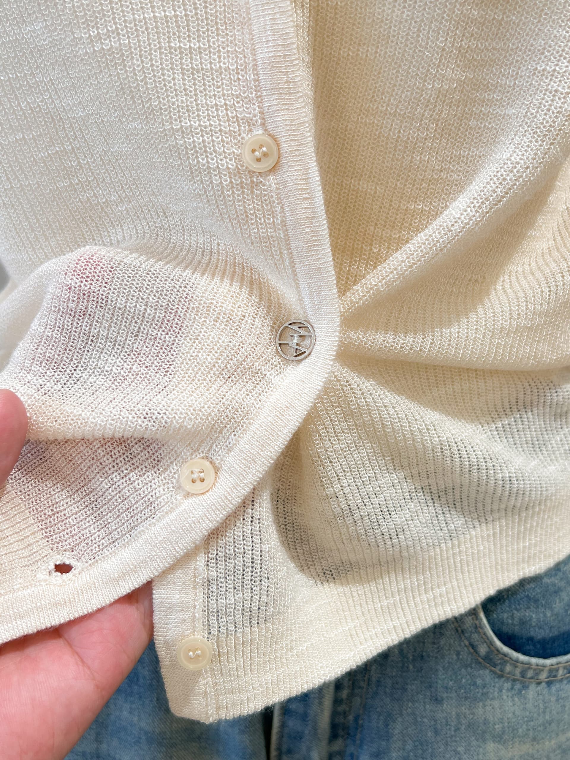 실사 허리 측면 철제 반지 logo 장식 자외선 차단 얼음 실크 오픈 가디건 여성 뜨개질 에어컨 셔츠 상세 이미지 8