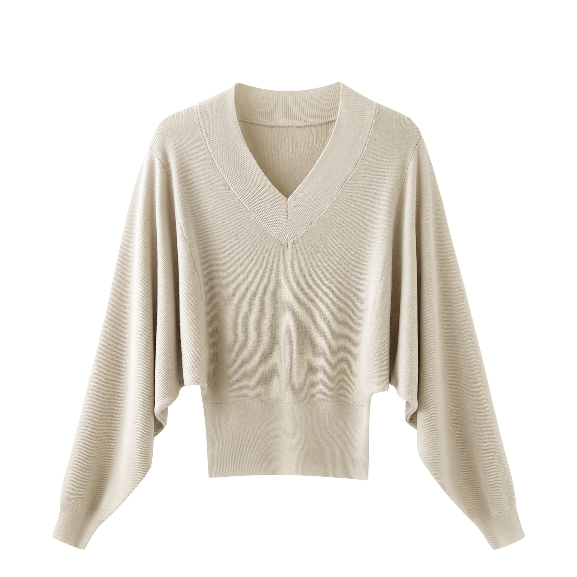 실사 가을 겨울 새로운 느긋한 바람 V넥 배트윙 소매 니트 스웨터 여성 긴 소매 맨위 루즈핏 슬림해 보이는 다용도 스웨터 이미지 6