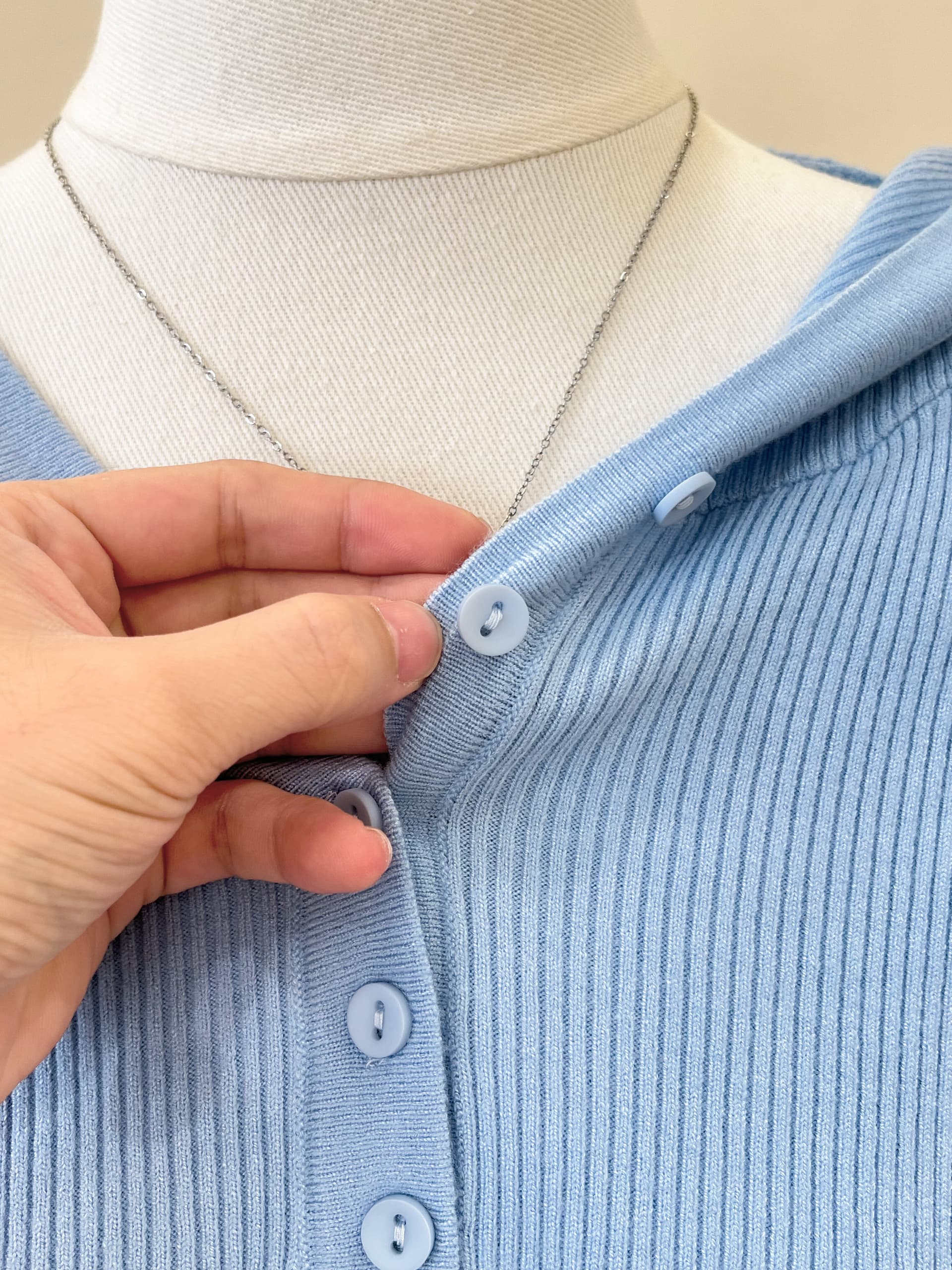 실사 파란색 반 개방 칼라 후드 몸매 가꾸기 쇼트 스타일 인사이드 가져 가라. 기본 셔츠 맨위 여성 가을 겨울 니트 스웨터 스웨터 상세 이미지 10