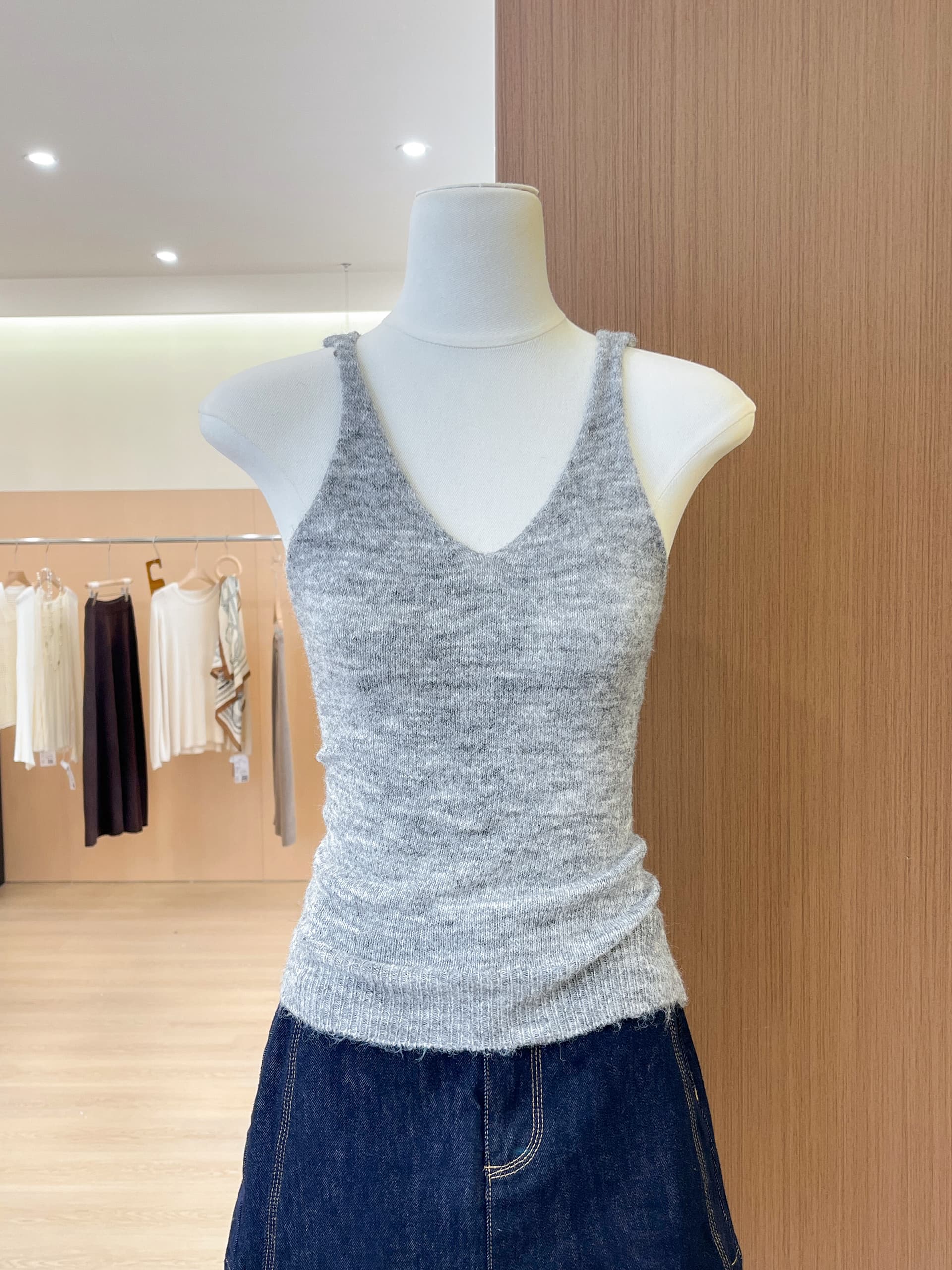 실사 부드러운 바람 V넥 가을 어깨 소매 쇼트 스타일 털 니트 스웨터 여성 상세 이미지 15