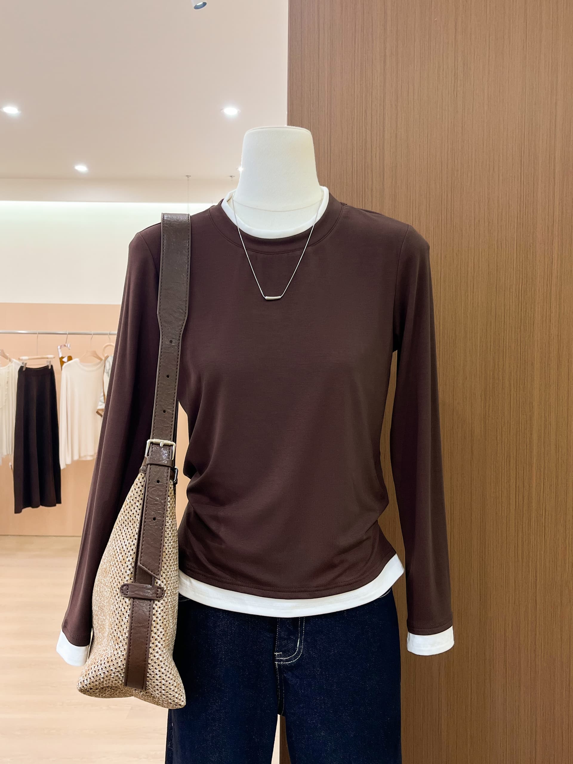 실사 페이크 레이어드 니트 기본 셔츠 여성 인사이드 가져 가라. 이른 가을 한 부서 고급 센스 chic Chic 긴팔 맨위 이미지 2