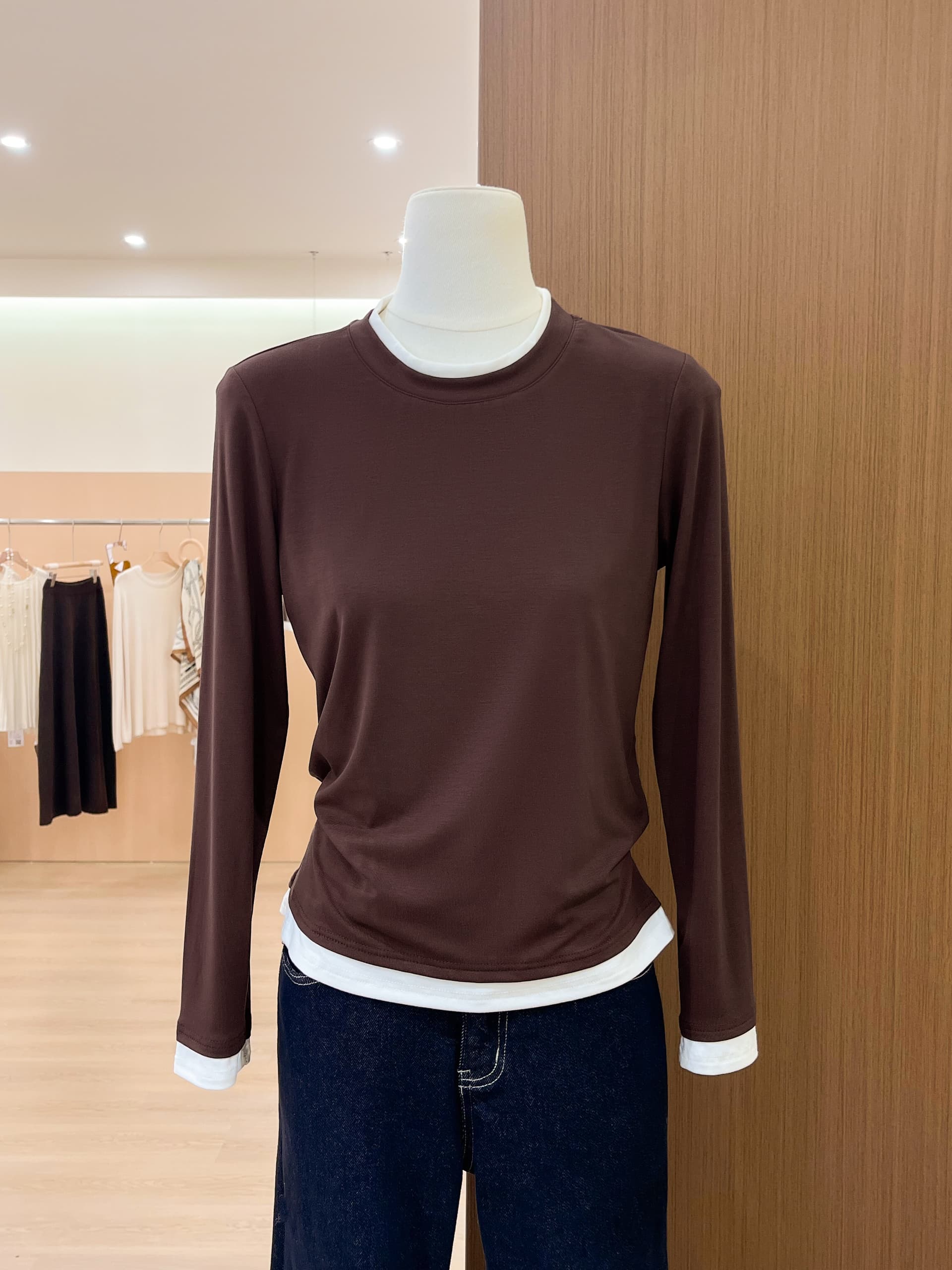실사 페이크 레이어드 니트 기본 셔츠 여성 인사이드 가져 가라. 이른 가을 한 부서 고급 센스 chic Chic 긴팔 맨위 상세 이미지 6